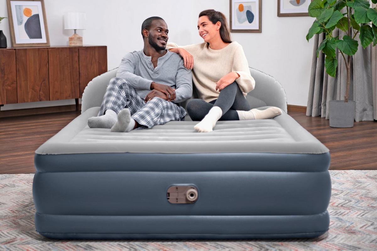 Luftbett Leon 229x152x84 cm Bis 300kg, inkl. Pumpe - Dunkelblau/Grau, KONVENTIONELL, Kunststoff/Metall (229/152/84cm) - Bestway