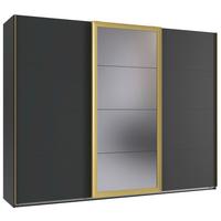 Šatníková skriňa KATAR - zlatá/grafitová, Modern, kov/kompozitné drevo (270/208/64cm) - Mömax