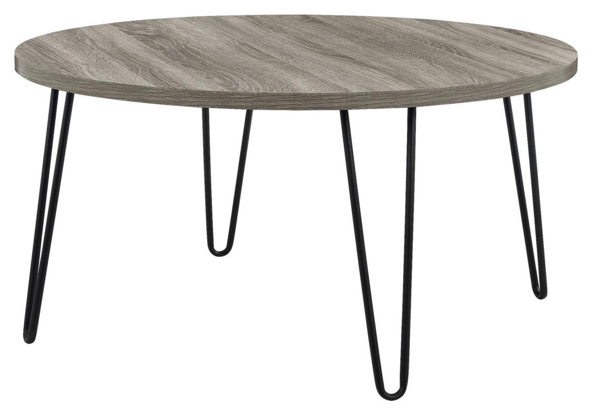 Beistelltisch Owen Grau/eichefarben 90 Cm - Eichefarben/Schwarz, Design, Metall (90/45/90cm) - MID.YOU