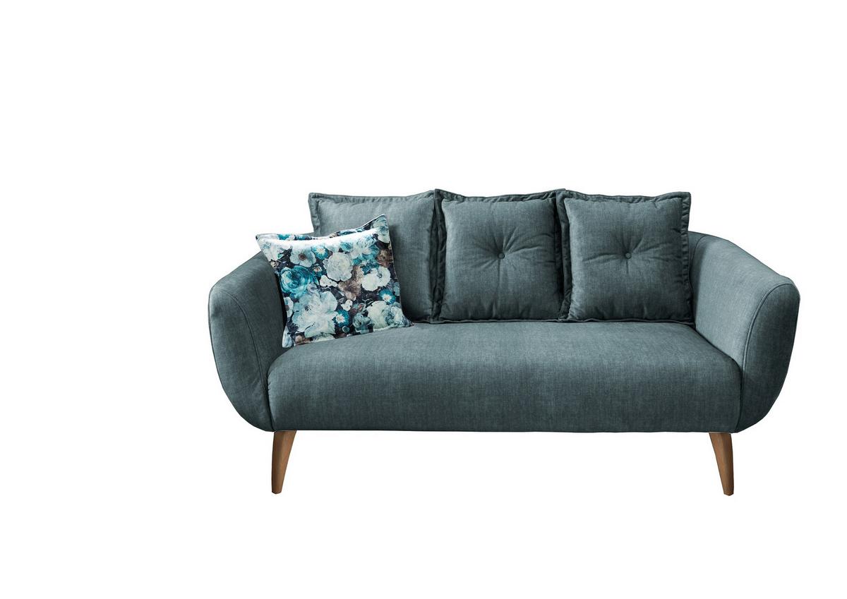 2,5-Sitzer Baggio Dblau B: 196 cm - Blau/Buchefarben, MODERN, Textil (196/94/103cm) - Livetastic
