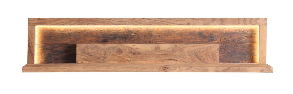 Wandregal Indira Akazie Massiv, B: 118 cm - Akaziefarben, ROMANTIK / LANDHAUS, Holz (118/25/20cm)