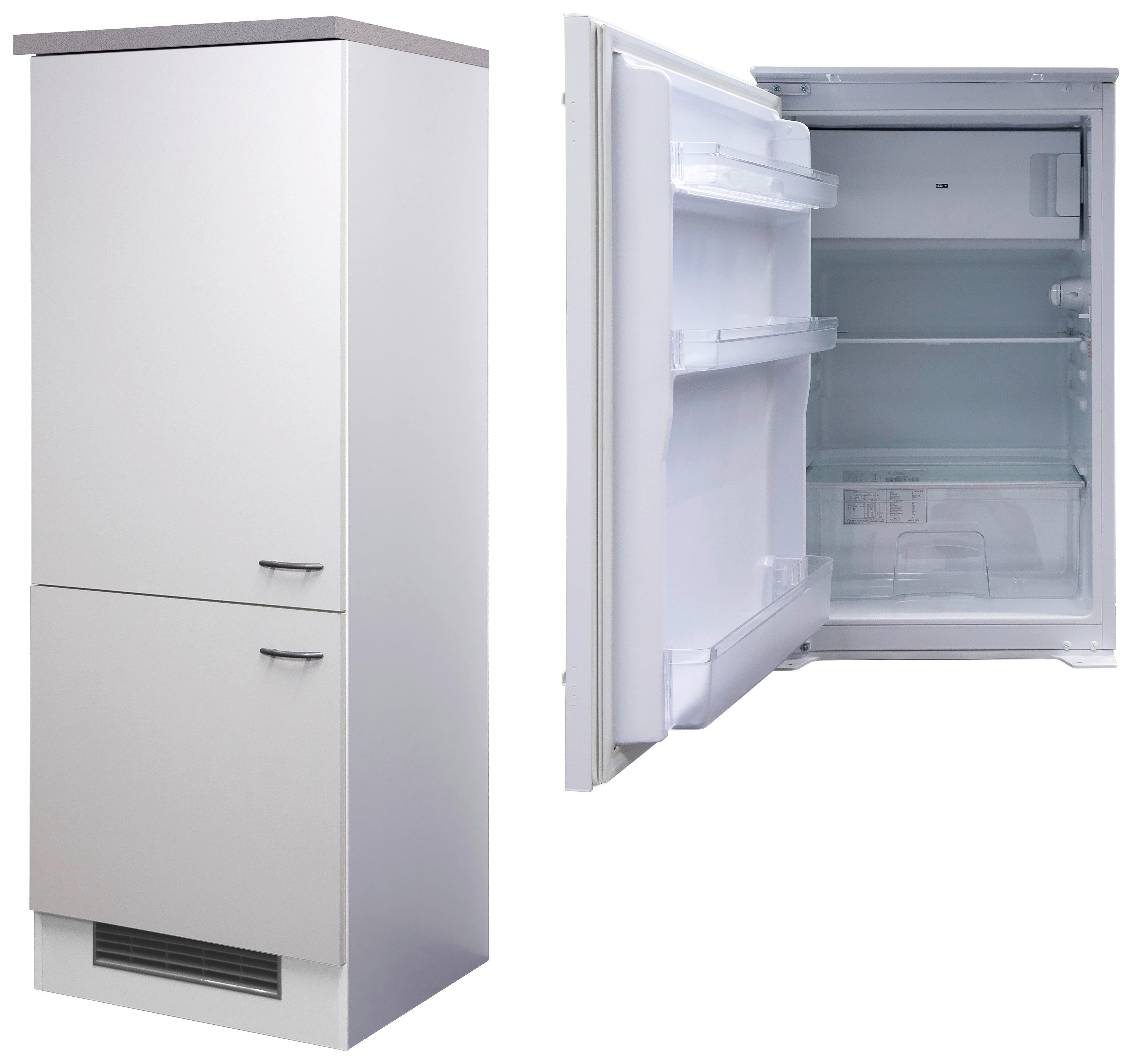 Kühlschrank-Umbauschrank Wito B: 60 cm Weiß / Grau - Hellgrau/Weiß, MODERN, Holzwerkstoff (60/161/60cm) - FlexWell
