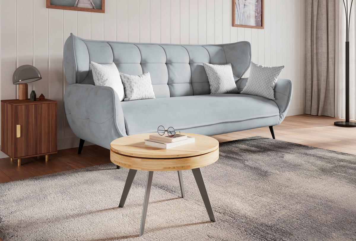 3-Sitzer-Sofa Prince Grau B: 221 cm - Schwarz/Grau, MODERN, Textil (221/105/98cm)