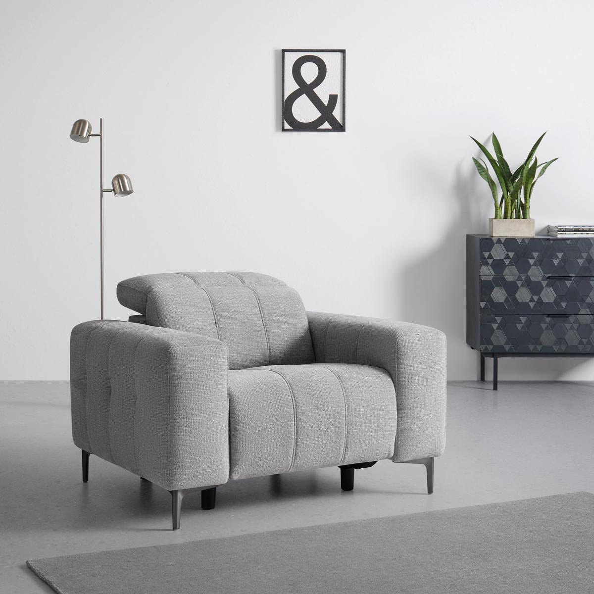 Kreslo ALVARO, sivý zamat, relax.funkcia - sivá/svetlosivá, Modern, kov/drevo (115/79/109cm) - Mömax