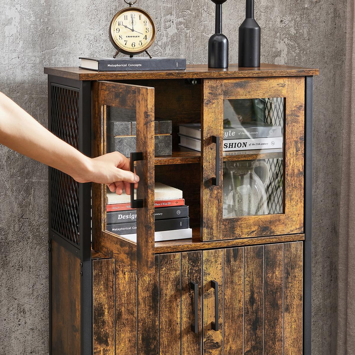 Highboard Schwarz, Dunkelbraun B: 60 Cm - Dunkelbraun/Schwarz, Trend, Holzwerkstoff (60/108/30cm) - MID.YOU