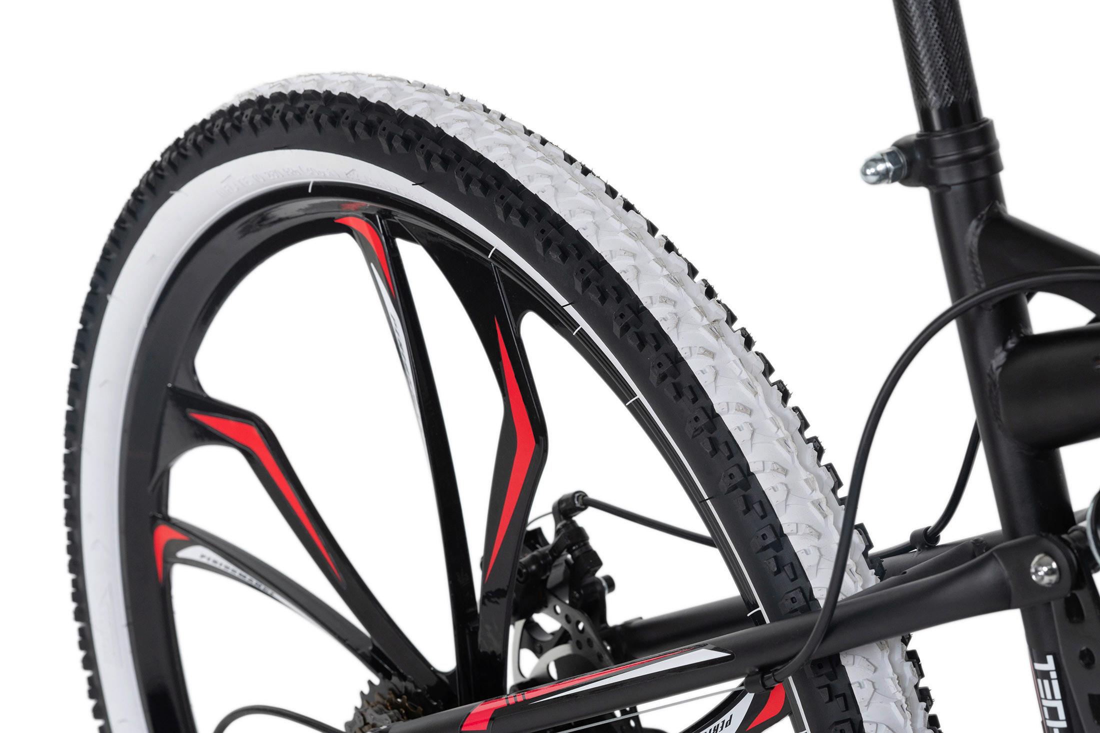 Elektrofahrad MTB FULLY SCRAWLER aus Magnesium/Aluminium in Schwarz/Rot mit 21 Gängen Detail Pedale