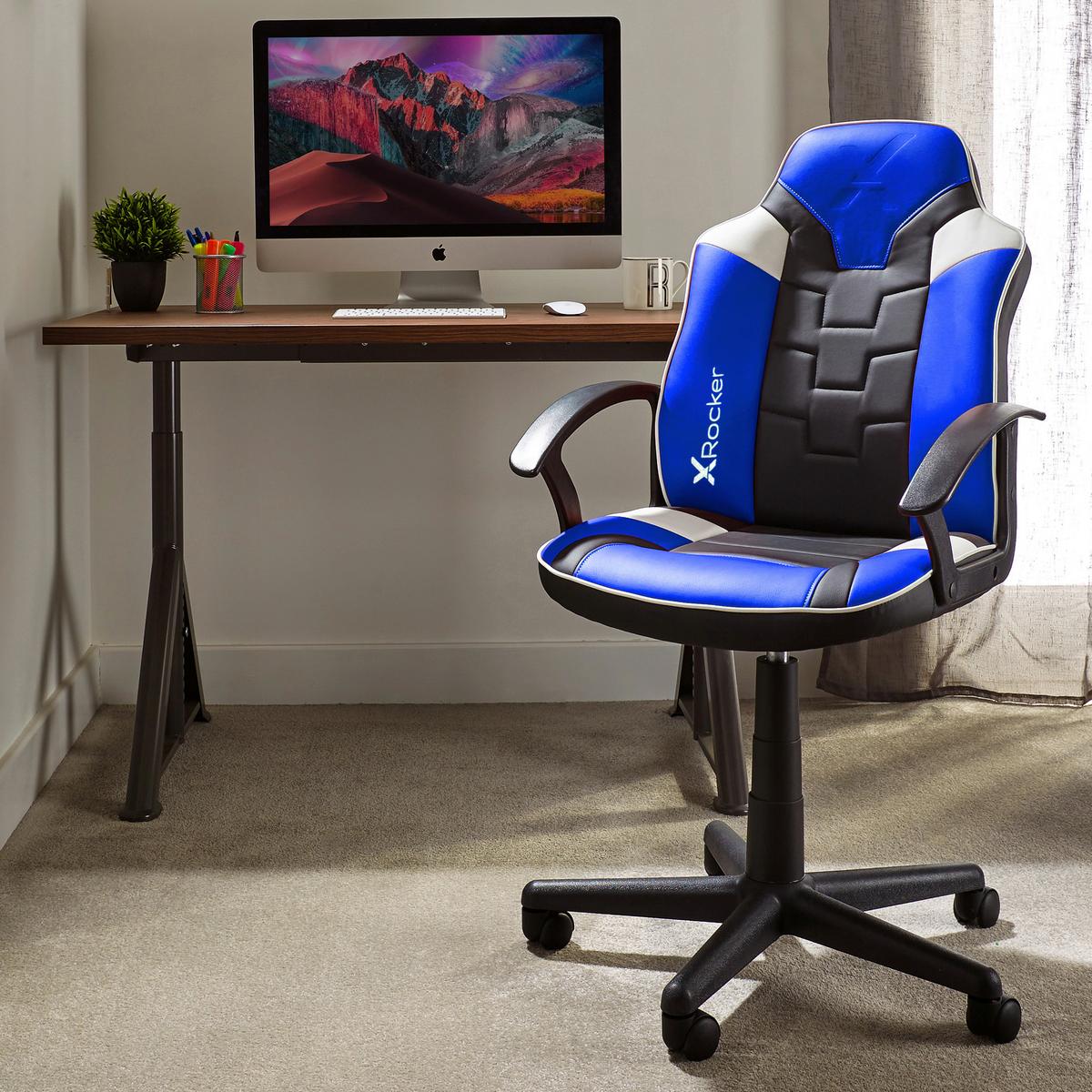 Gamingstuhl Saturn - Blau/Schwarz, MODERN, Textil (57,5/107,5/44cm) - X Rocker