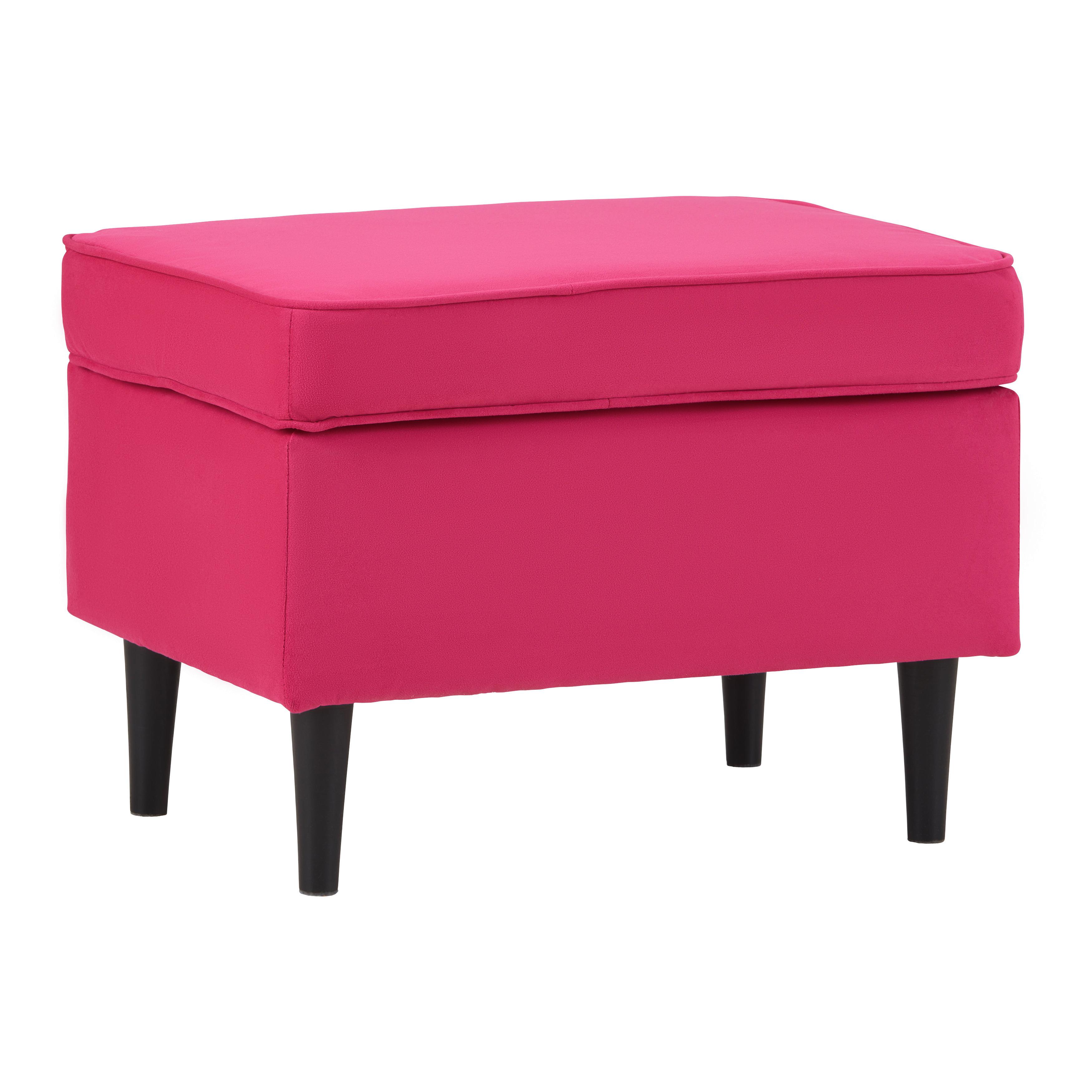 Taburetka OSKAR, ružový velúr - čierna/pink, drevo/kompozitné drevo (63/43/42cm) - Mömax