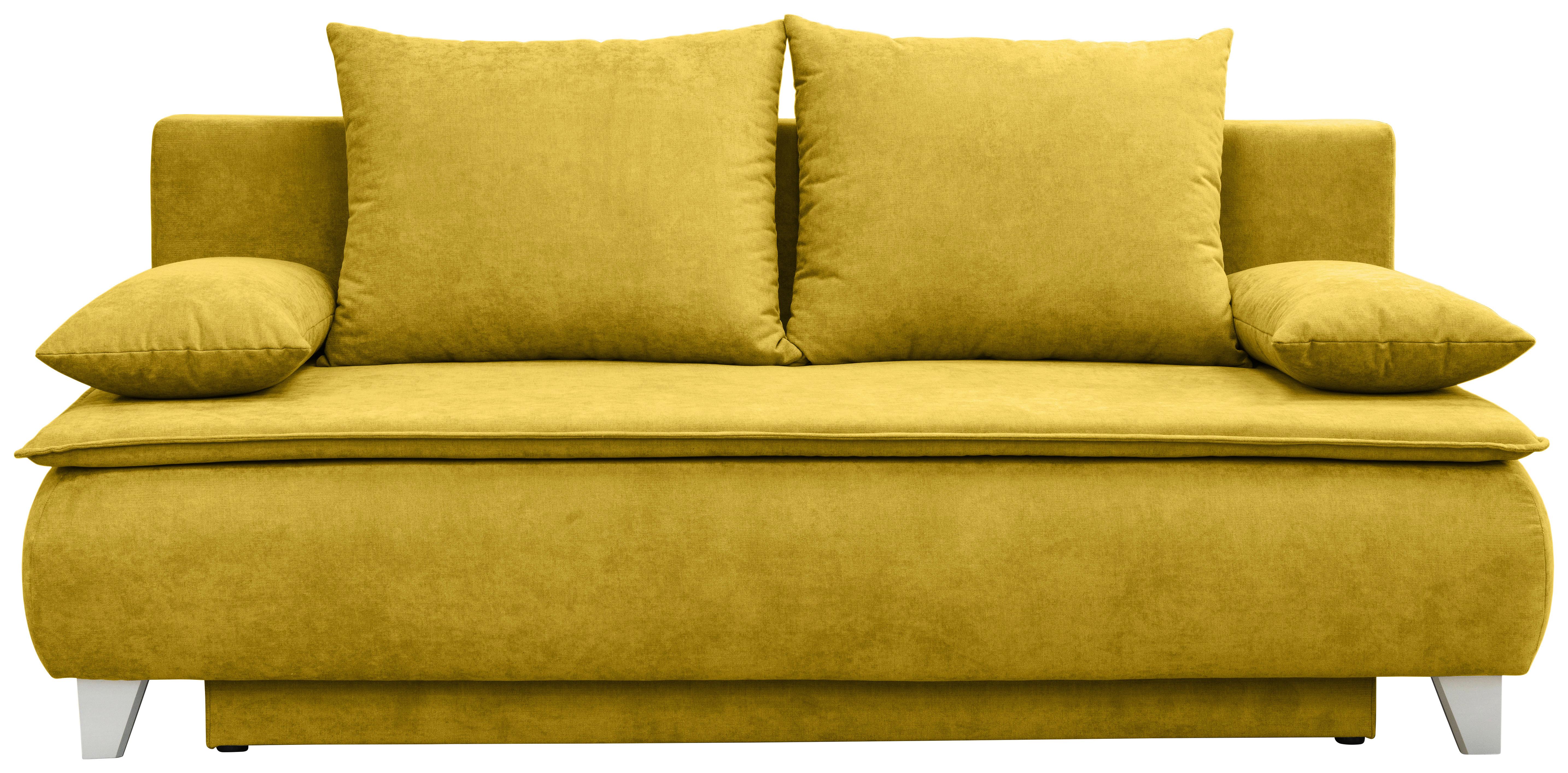Pohovka Boxspring Mona, Žlutá - žlutá, Moderní, textil (208/100/106cm)
