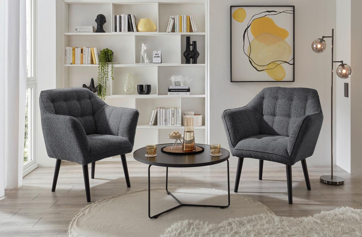 Sessel Lynn Anthrazit B: 84 cm - Anthrazit/Schwarz, KONVENTIONELL, Textil (84/87/70cm) - MID.YOU