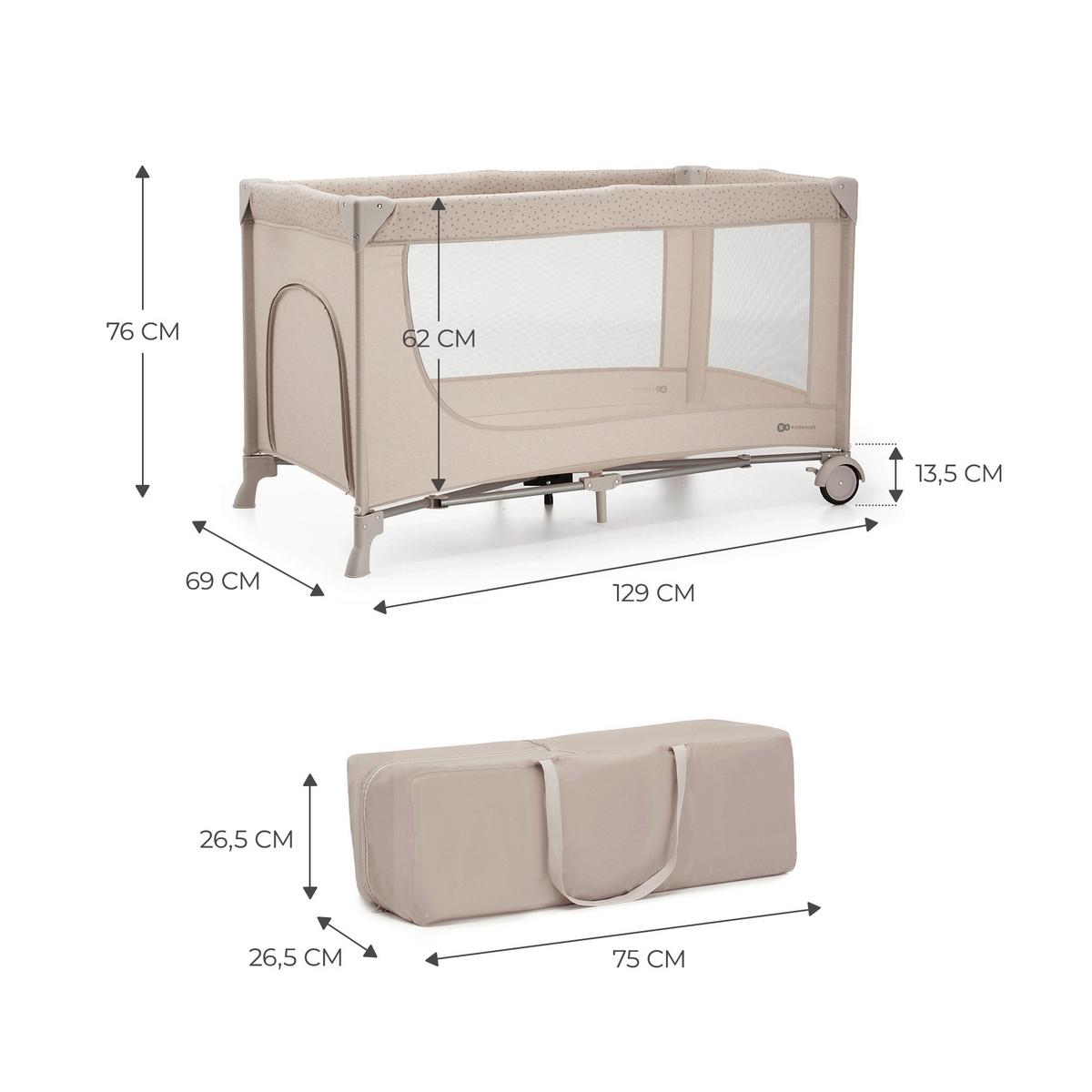Reisebatt Joy 2-In-1 Beige, Lf: 60x120cm - Beige, Basics (60/120cm) - Kinderkraft
