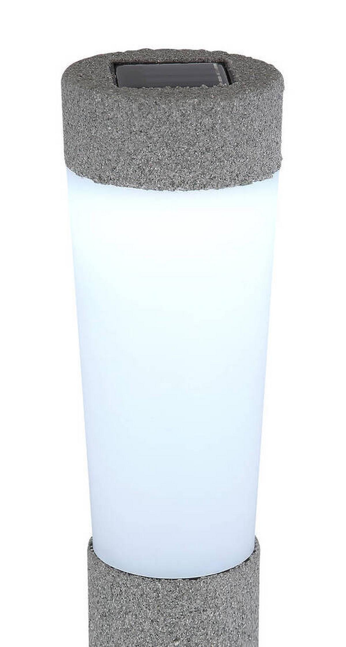 2 X Solarleuchte Mit Erdspieß Rund Grau 2x Tageslichtweiß - Grau, Design, Kunststoff (7,7/45,6cm) - Globo