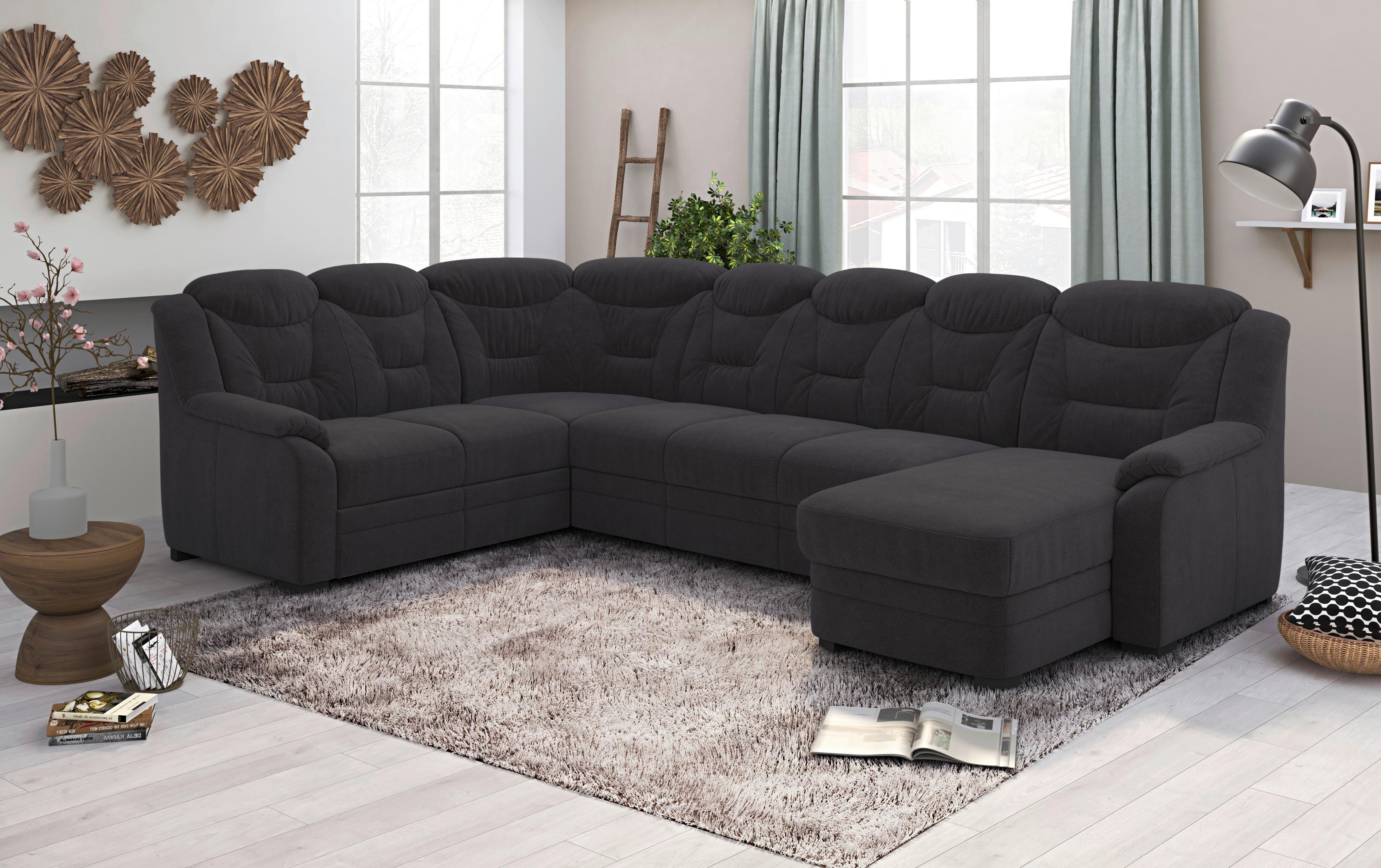Wohnlandschaft Marcus Schwarz inkl. Bettkasten - Schwarz, Basics, Textil (211/330/162cm) - MID.YOU