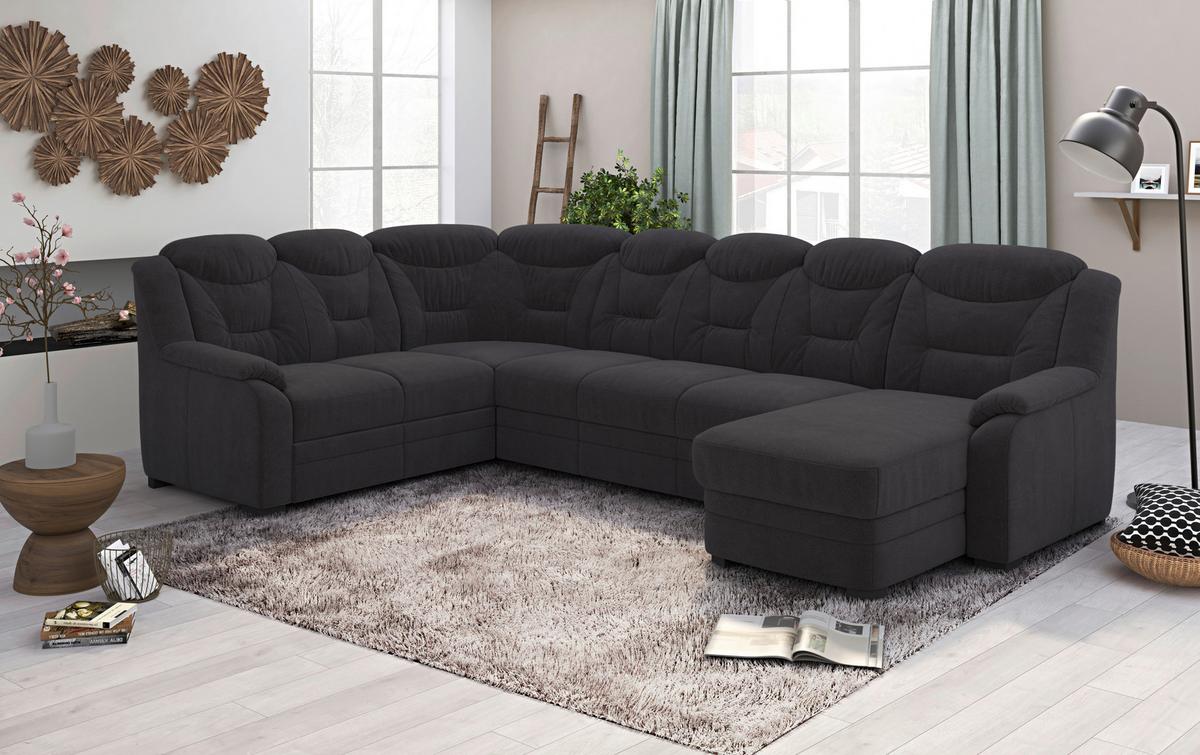 Wohnlandschaft Marcus Schwarz inkl. Bettkasten - Schwarz, Basics, Textil (211/330/162cm) - MID.YOU