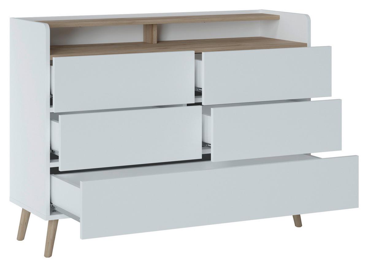 VYSOKÁ KOMODA SKANDI - bílá/barvy dubu, Konvenční, dřevo/kompozitní dřevo (119,8/90,1/41,7cm)