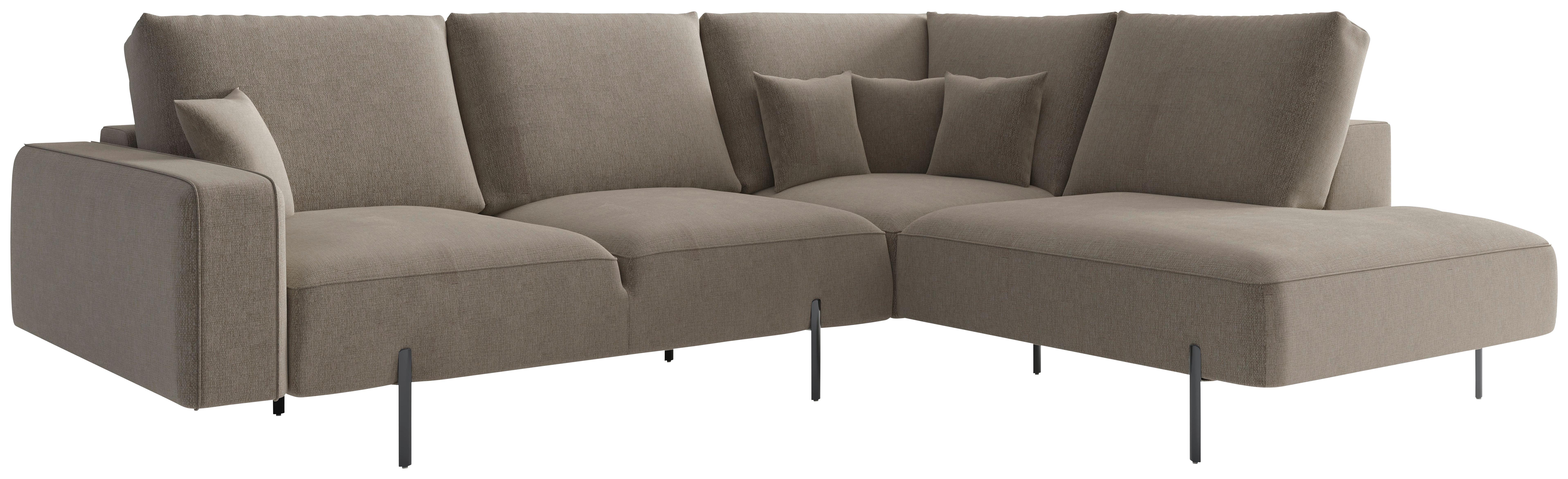 Ecksofa Celaya Champagner S: 280x223 cm - Champagner/Schwarz, Design, Textil (280/223/223cm) - Livetastic