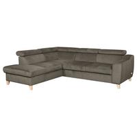 Ecksofa Aspen Mit Bettkasten Webstoff Graubraun 208x245 Cm - Graubraun/Buchefarben, Design, Textil (208/245cm) - Livetastic