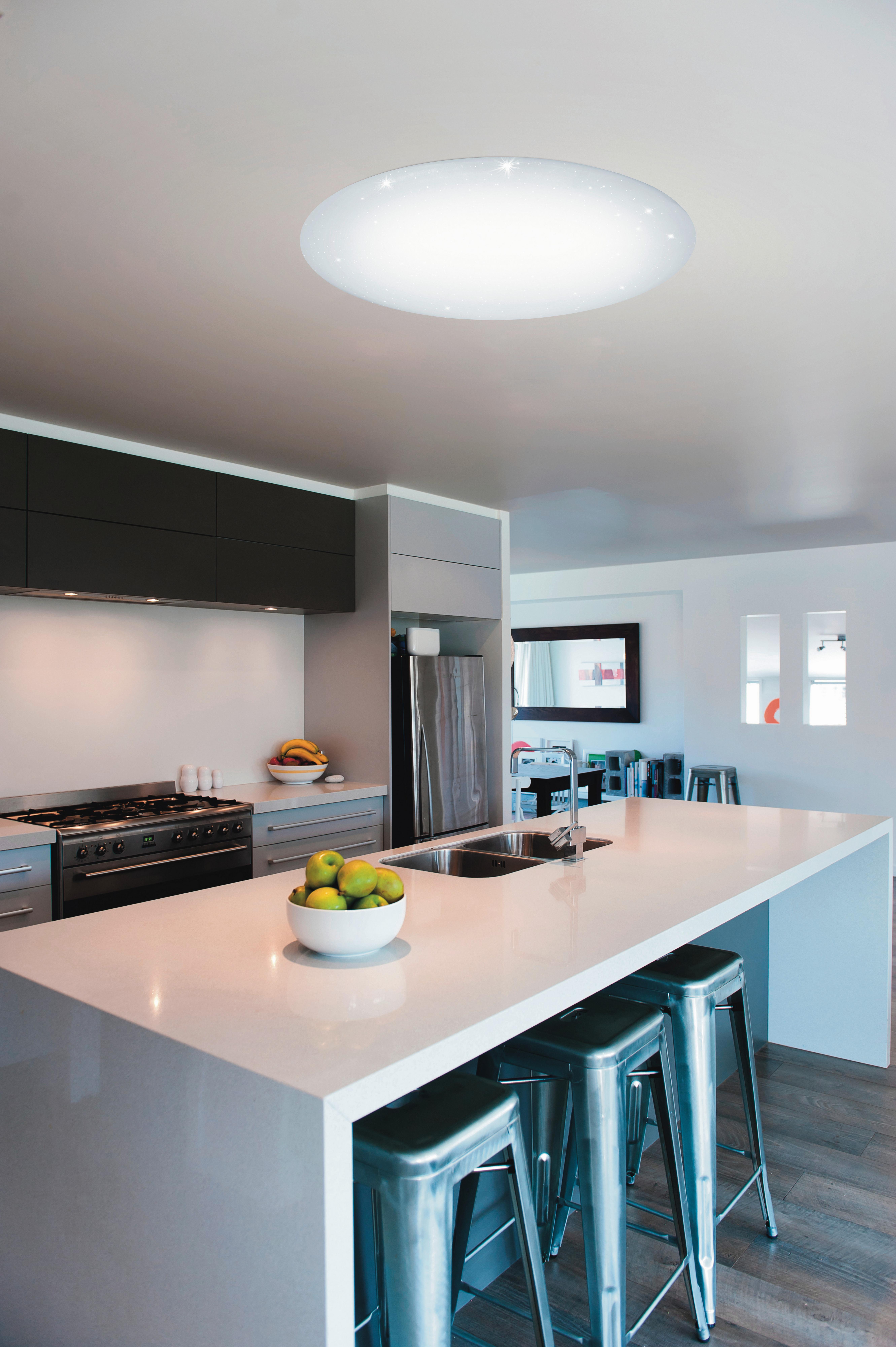 LED-Deckenleuchte Giron-S Ø 76 cm mit Fernbedienung - Weiß, MODERN, Kunststoff/Metall (76/8,5cm)
