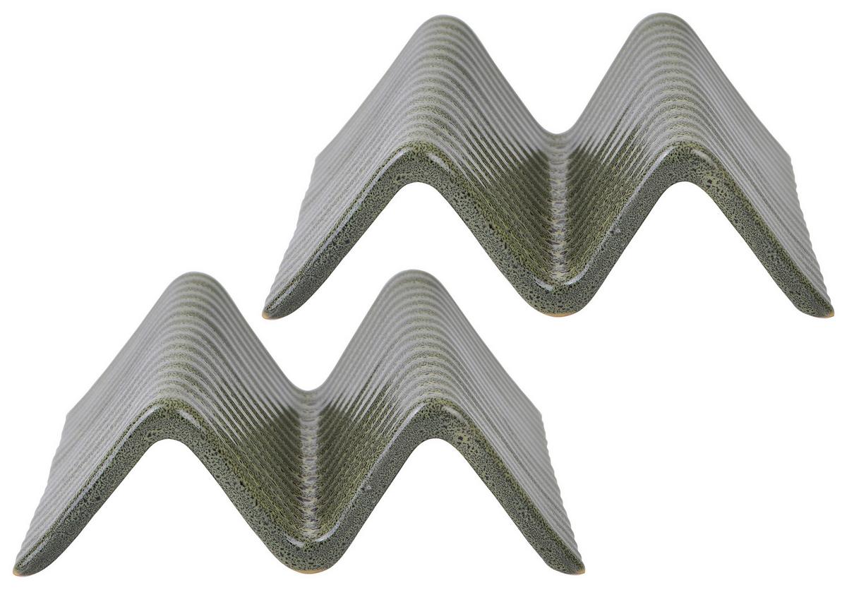 Servierschalentset Keramik Grün 2--Teilig. BxH: 14,5x10,5 cm - Grün, Basics, Keramik (14,5/10,5cm) - Creatable