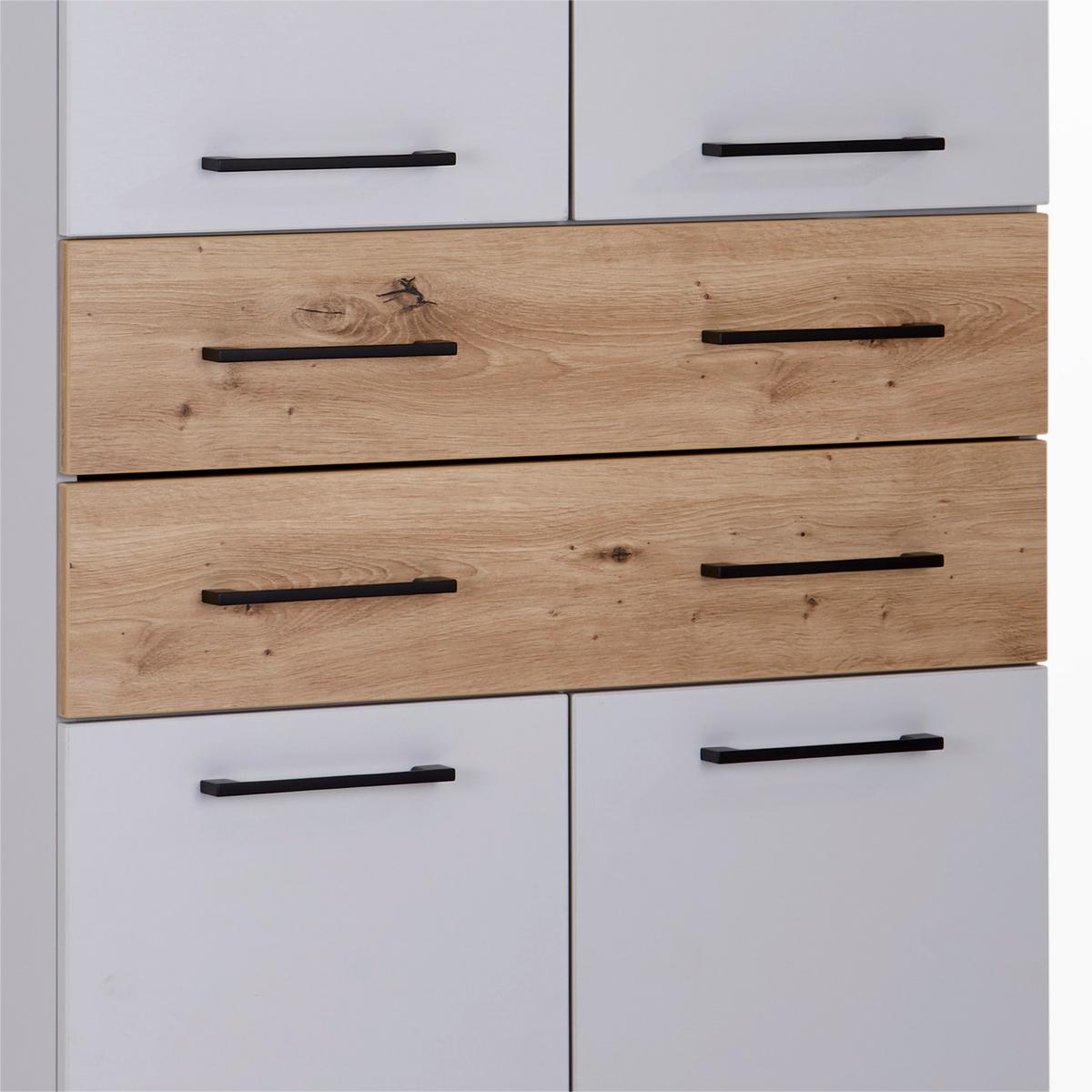 Aktenregal Kontor K6 Eiche Dekor Grau B: 80 cm - Eichefarben/Grau, MODERN, Holzwerkstoff (80/220/38cm)