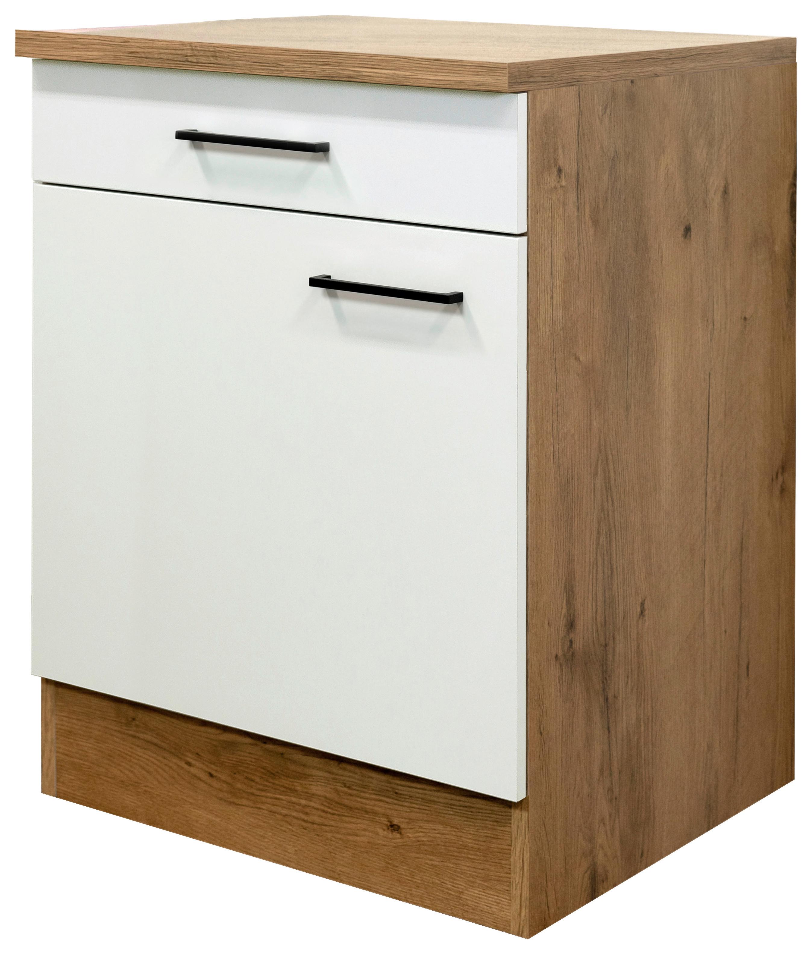 Küchenunterschrank Avila Eichefarben/Magnolie B: 60 cm - Eichefarben/Magnolie, KONVENTIONELL, Holzwerkstoff (60/85/57cm) - FlexWell