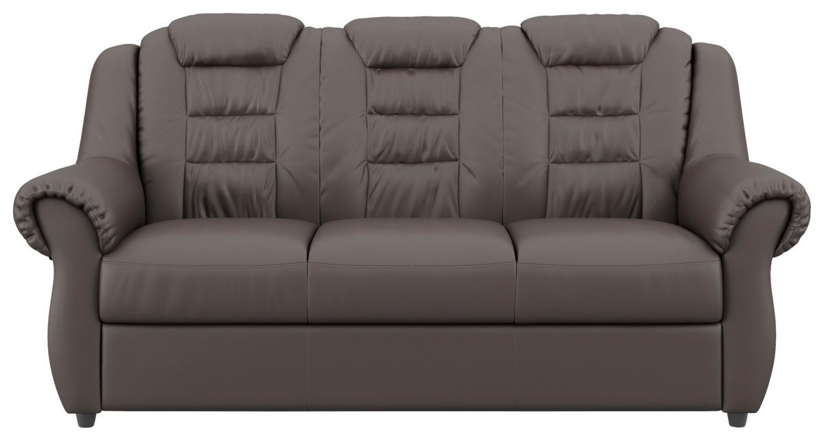 Sitzgarnitur 3-tlg. Boston Braun Lederlook - Schwarz/Braun, KONVENTIONELL, Textil - Livetastic