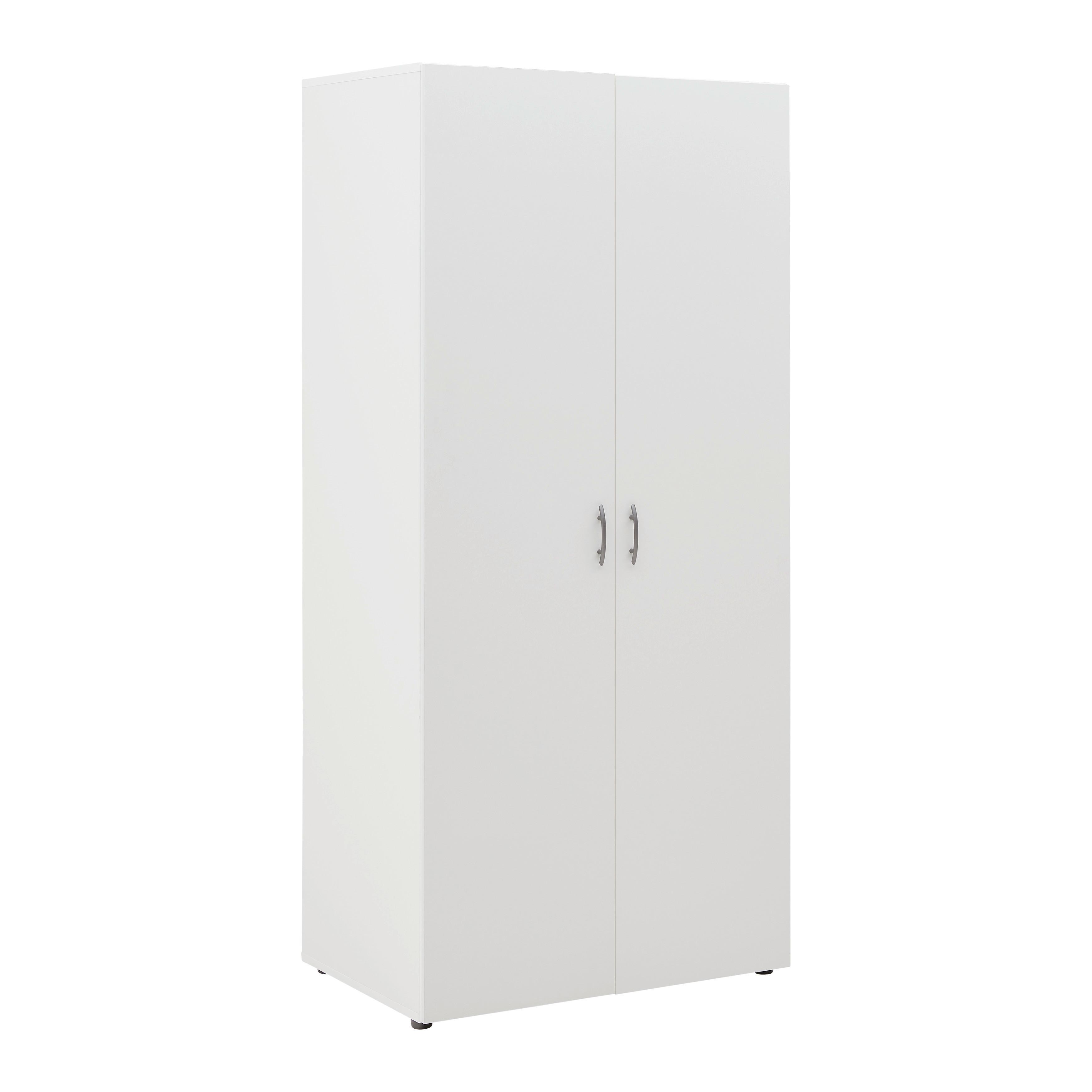 Šatní skříň JOE *CENOVÝ TRHÁK* - bílá/barvy hliníku, Konvenční, kompozitní dřevo/plast (81/177/51cm) - Based