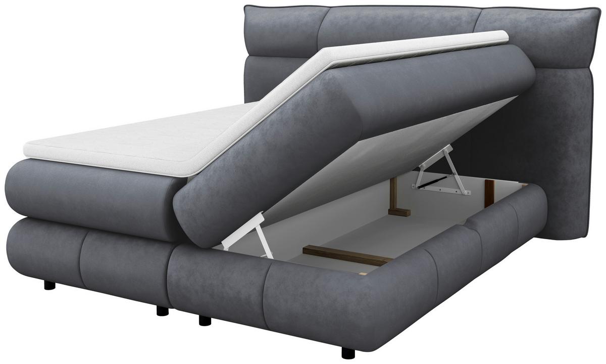 Boxspringbett Carmelo Anthrazit 180x200 cm - Anthrazit/Schwarz, Trend, Textil (180/200cm)