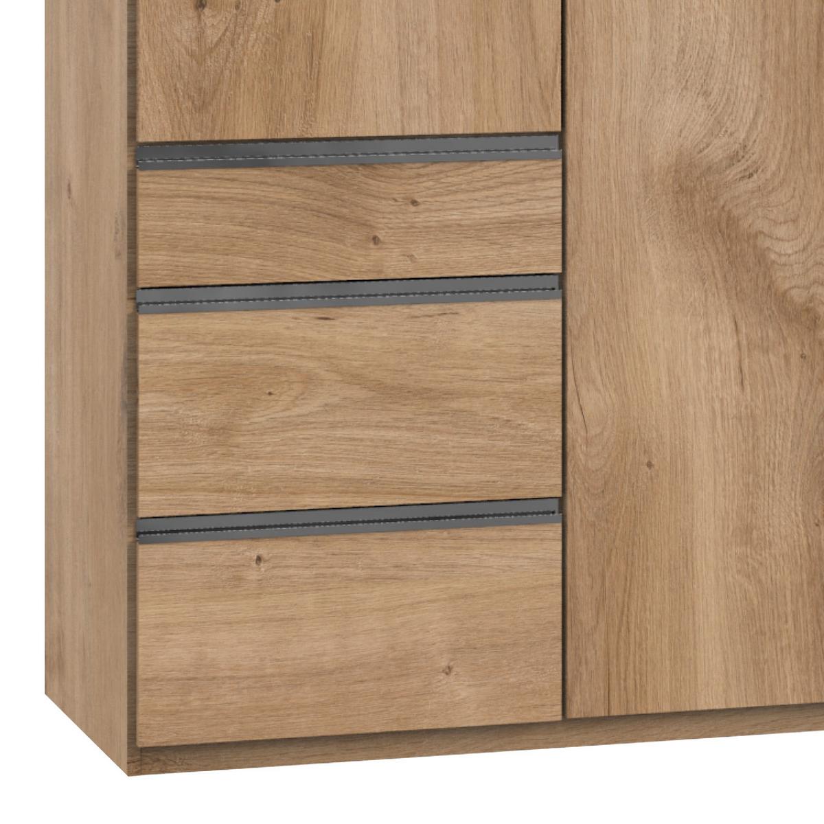Drehtürenschrank Mit Laden B: 250 Cm Level, Eiche Dekor - Eichefarben, MODERN, Holzwerkstoff (250/236/58cm) - MID.YOU