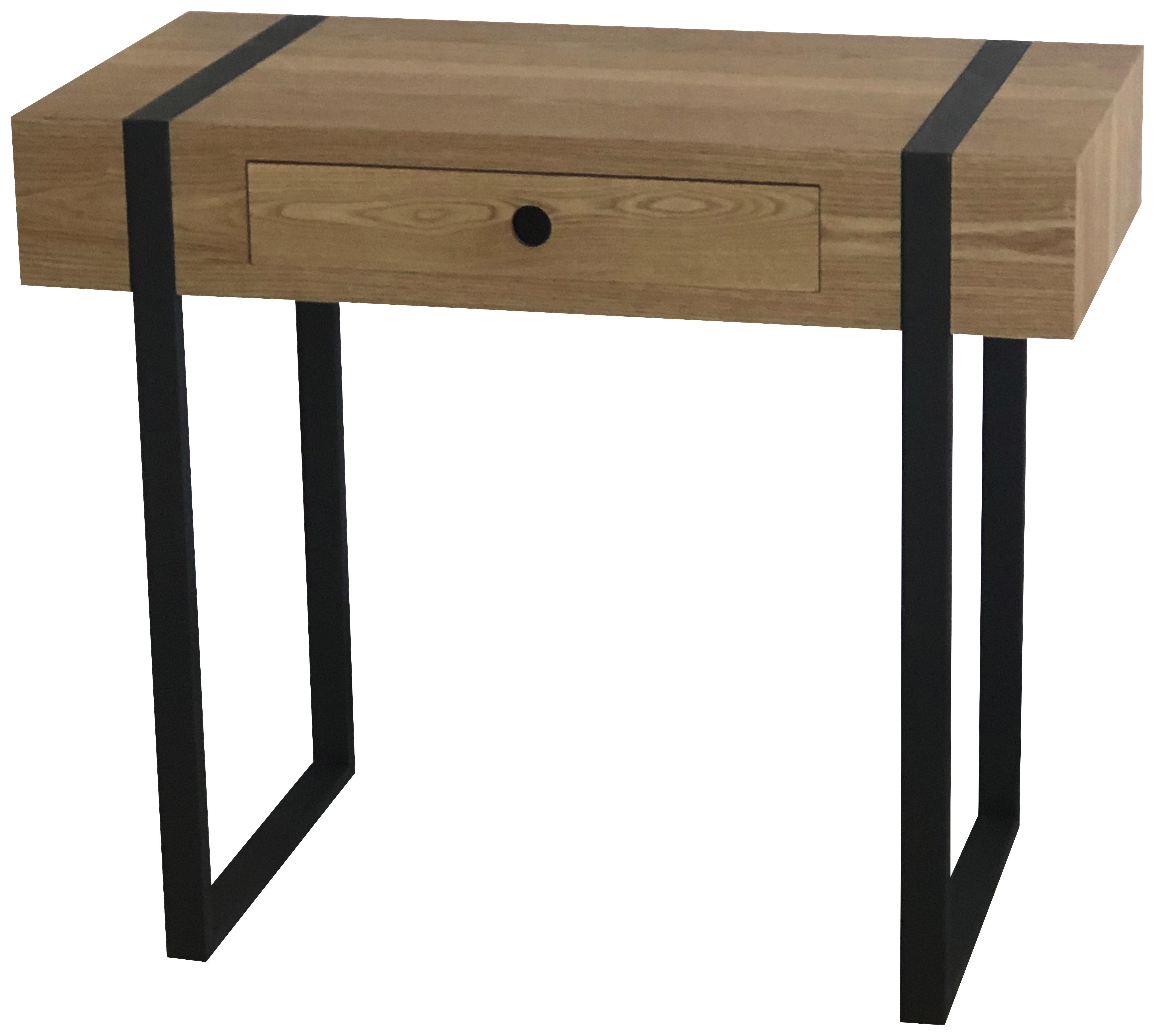 Schreibtisch Timber B: 90 cm Natur - Schwarz/Naturfarben, MODERN, Holzwerkstoff/Metall (90/76/45cm)
