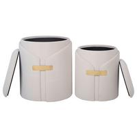 Hocker Forcet 125 2-teilig Beige D: 37/30,5 Cm - Beige, Design, Textil (30,5+37cm) - Kayoom