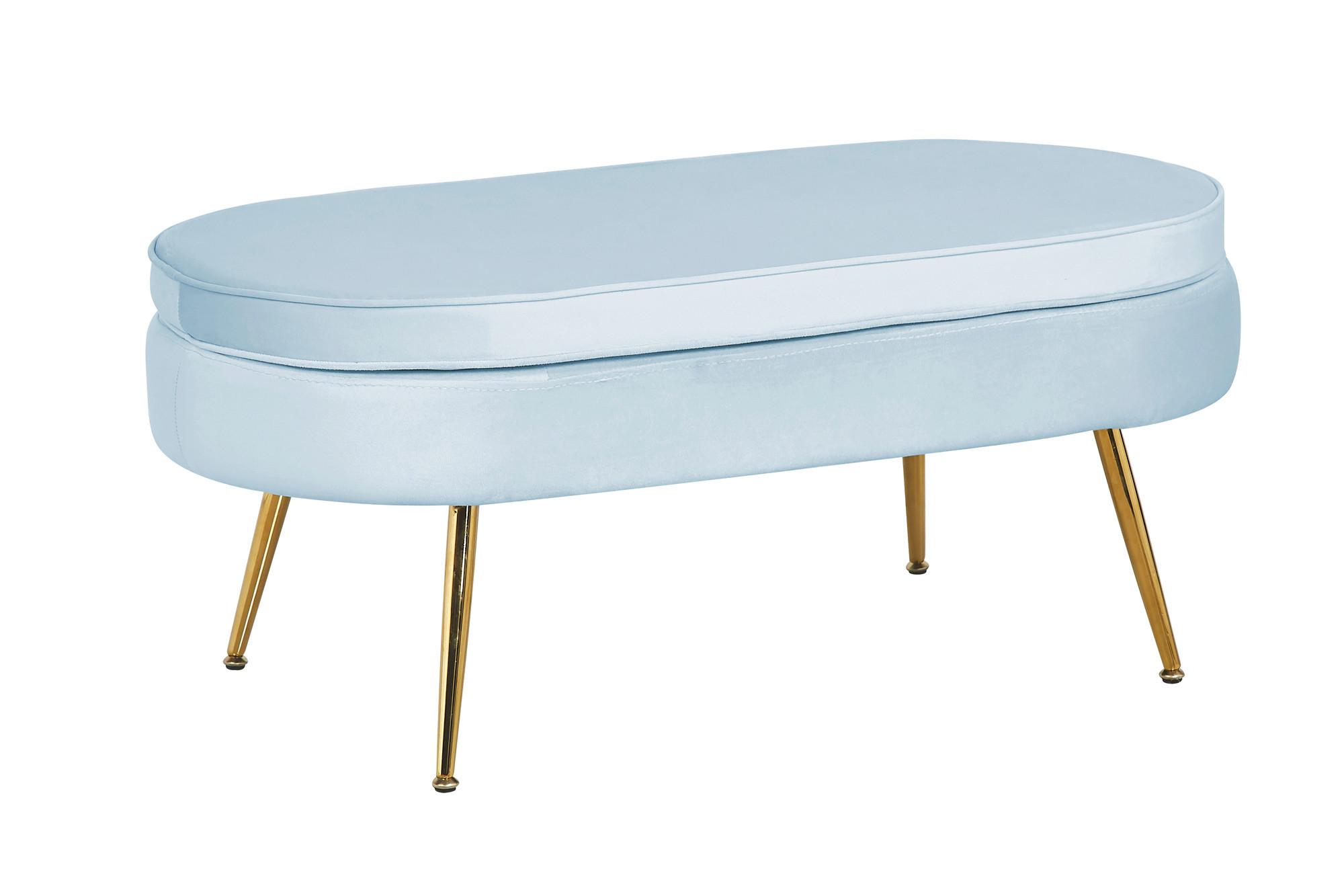 Hocker Hellgrau B: 99 Cm - Goldfarben/Hellgrau, MODERN, Textil (99/40/44cm) - Livetastic