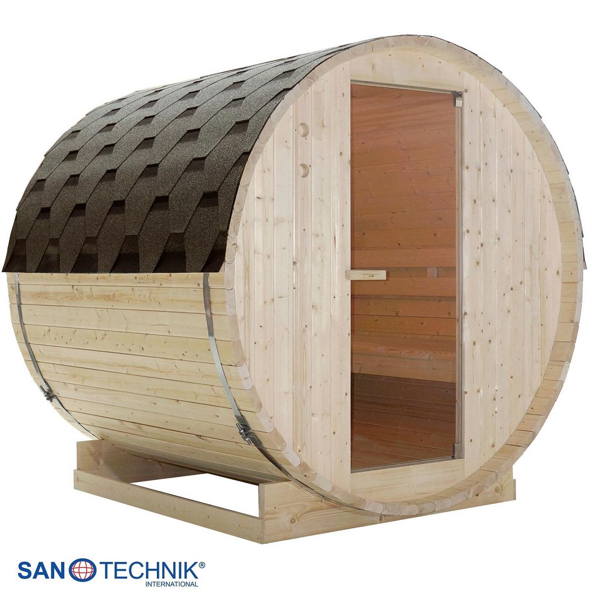 SAUNAFASS Tromsö Fichtefarben B: 180 cm - Fichtefarben, KONVENTIONELL, Glas/Holz (189/180/191,5cm) - Sanotechnik