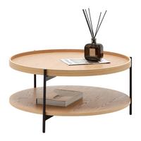 Konferenčný stolík PLATE 80 - čierna/prírodná farba, Modern, kov/kompozitné drevo (80/40/80cm) - Mömax