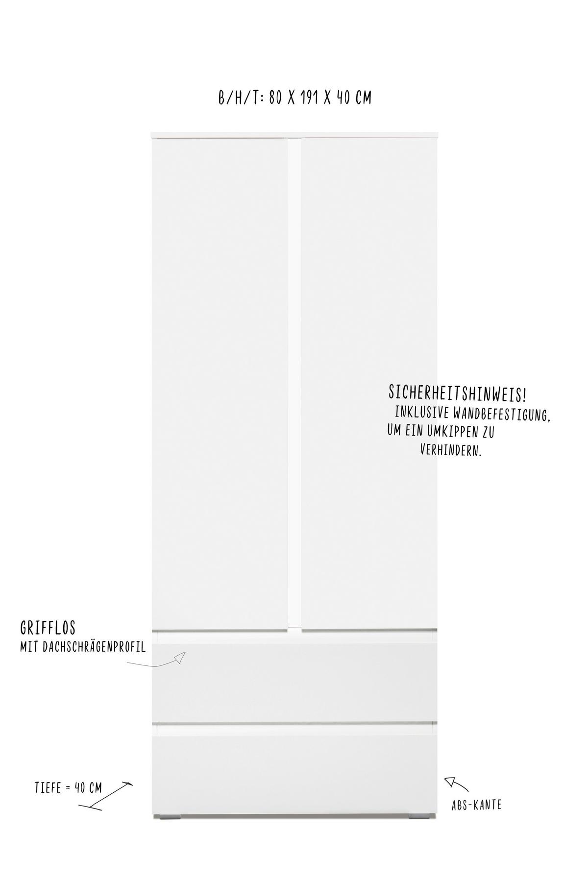Aktenschrank Image 7 Weiß B 80 cm - Weiß, KONVENTIONELL, Holzwerkstoff (80/191/40cm) - MID.YOU