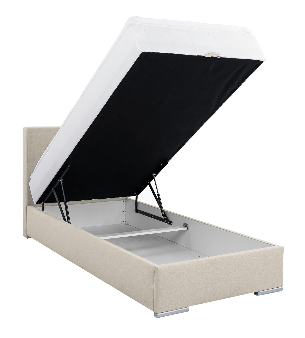 Čalouněná postel COSI 100x200 cm, písková - barvy chromu/pískové barvy, Konvenční, kov/dřevo (100/200cm)