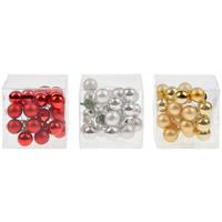 Christbaumkugel Kunststoff Rot/Silber/Gold Set 24 Stk. - Rot/Silberfarben, KONVENTIONELL, Kunststoff (2cm) - Luca Bessoni