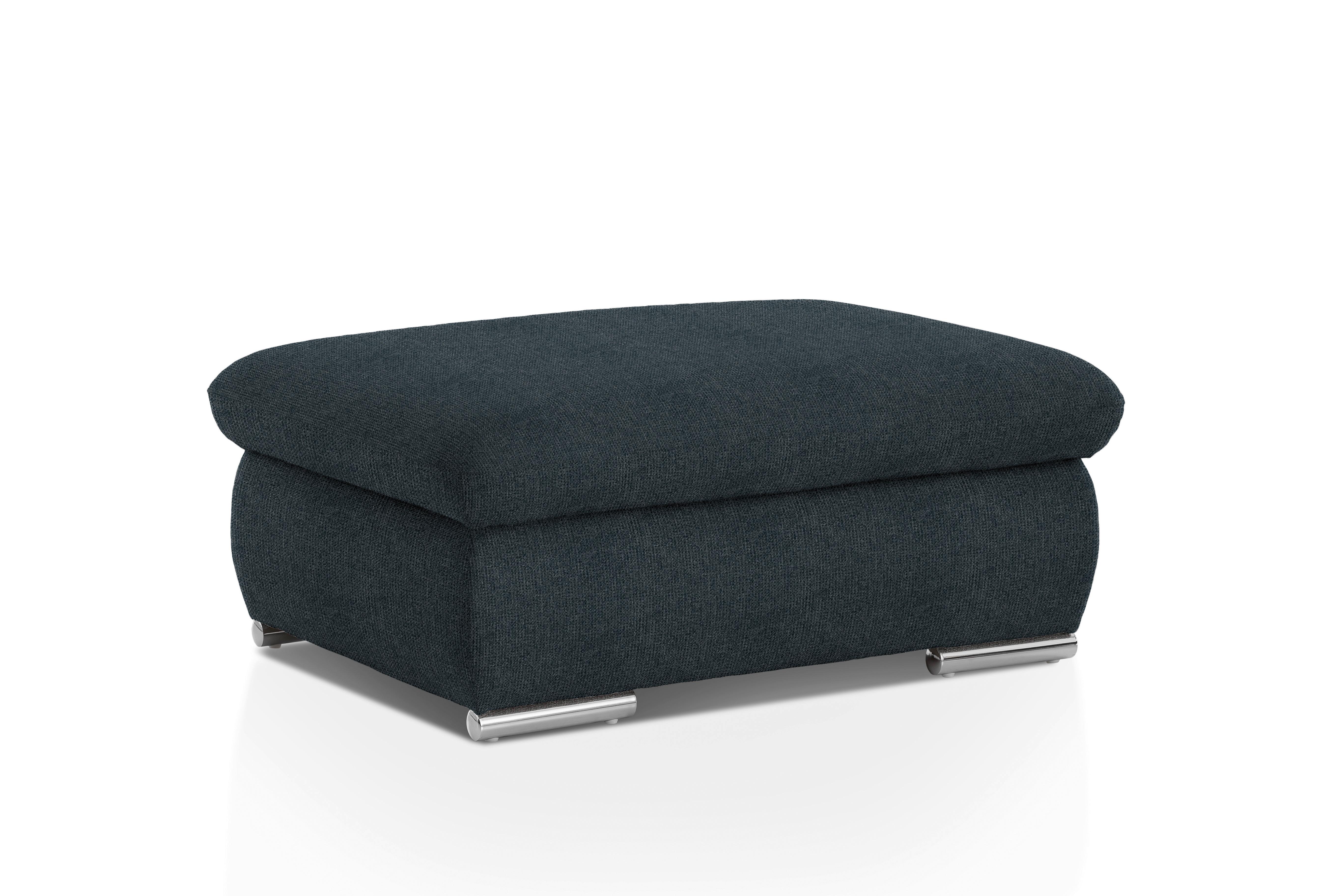 Polsterhocker Isona Schwarz Chenille - Chromfarben/Schwarz, Design, Textil (101/45/74cm) - Livetastic