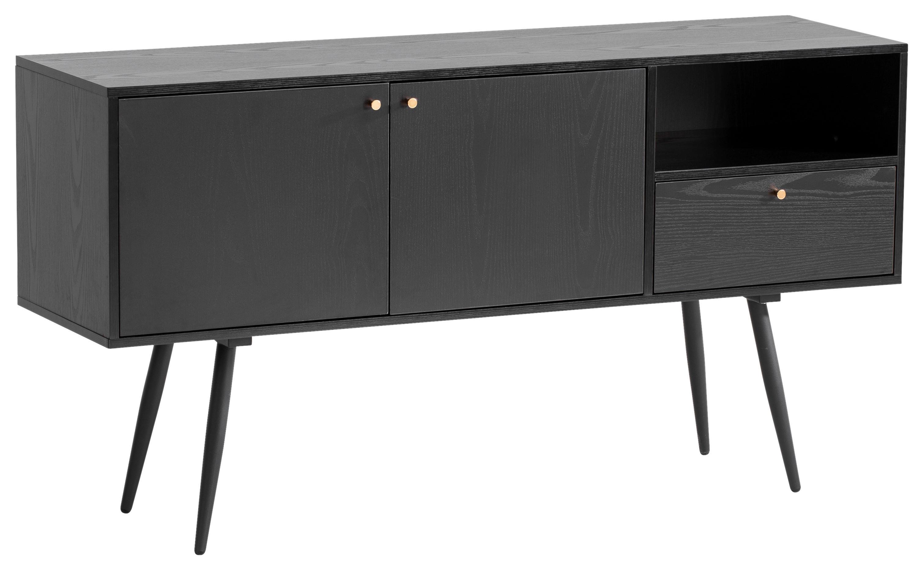 Široká komoda čierna - čierna/zlatá, Konventionell, kov/kompozitné drevo (140/75/40cm) - Livetastic