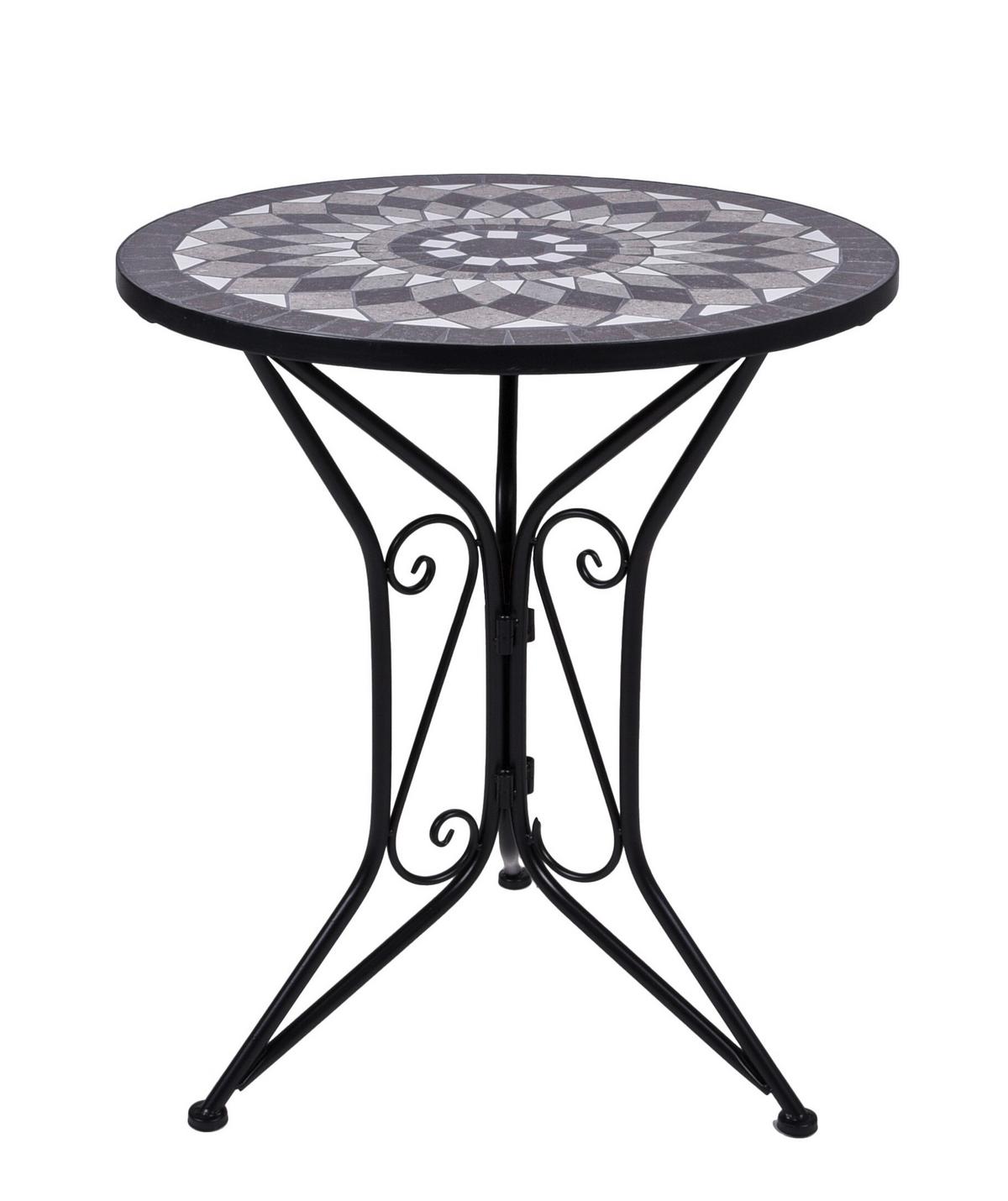 Balkonmöbel Set Jalua Metall/stein - Schwarz/Weiß, MODERN, Stein/Metall - Gardenson