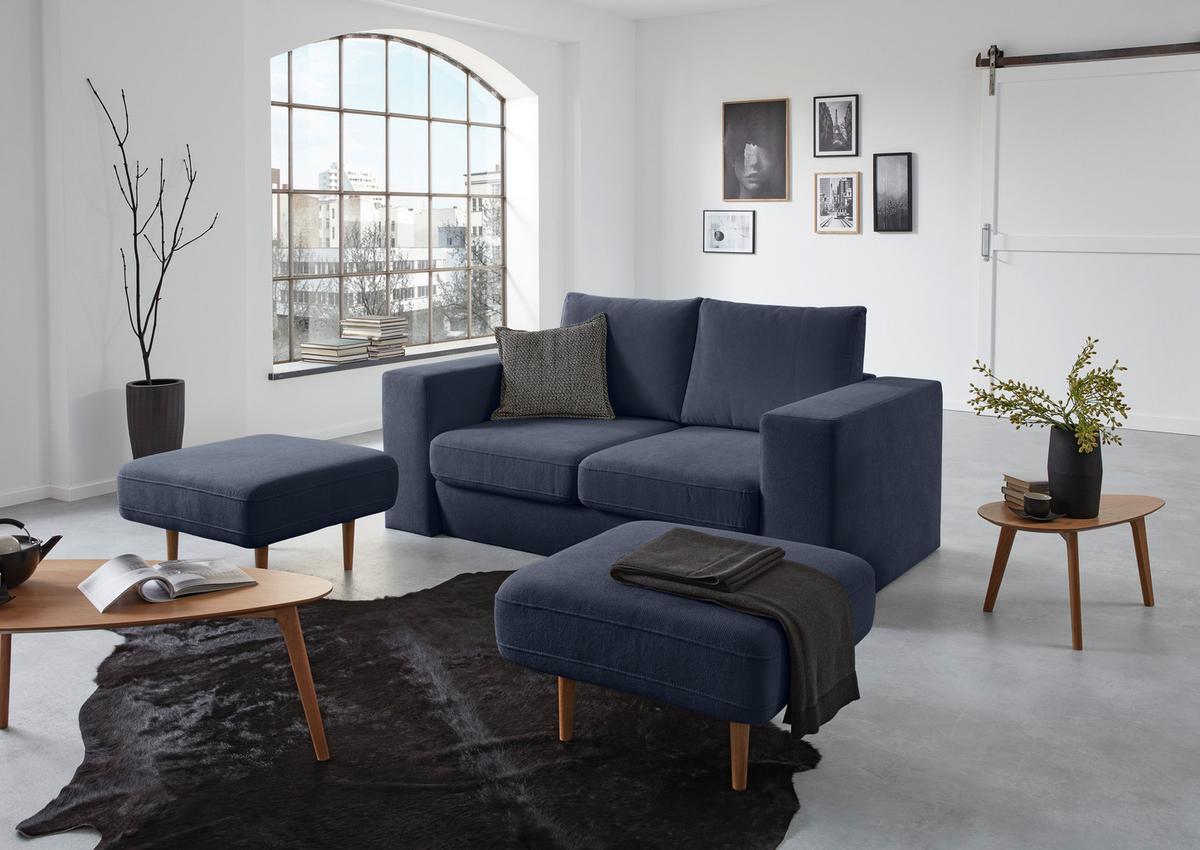 Viersitzer-Sofa Looks V-1 - Eichefarben/Dunkelblau, Design, Textil (252/96/107cm) - LOOKS by W.Joop