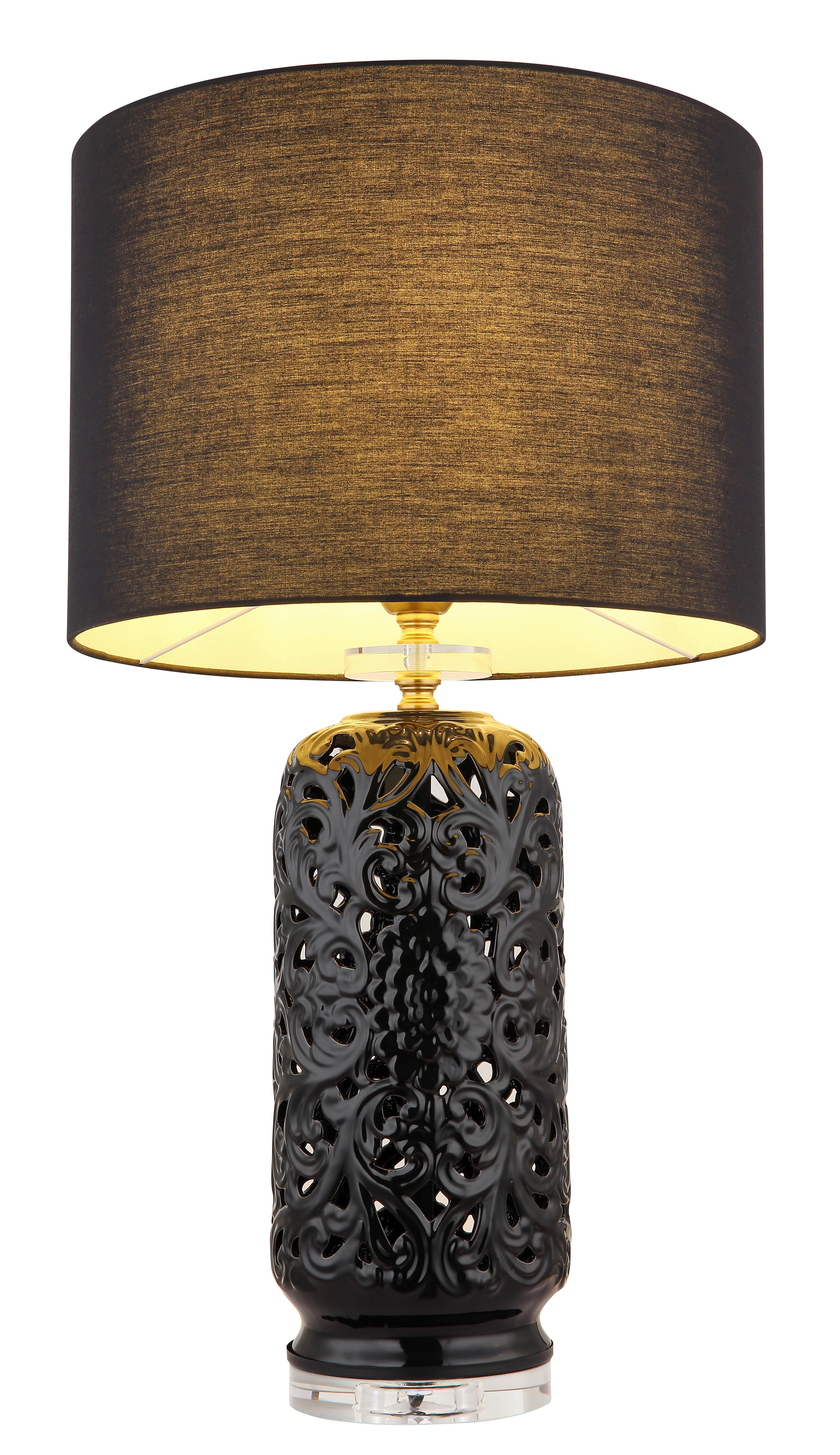 Tischleuchte 24144b - Schwarz, KONVENTIONELL, Keramik/Textil (40/71cm) - Globo