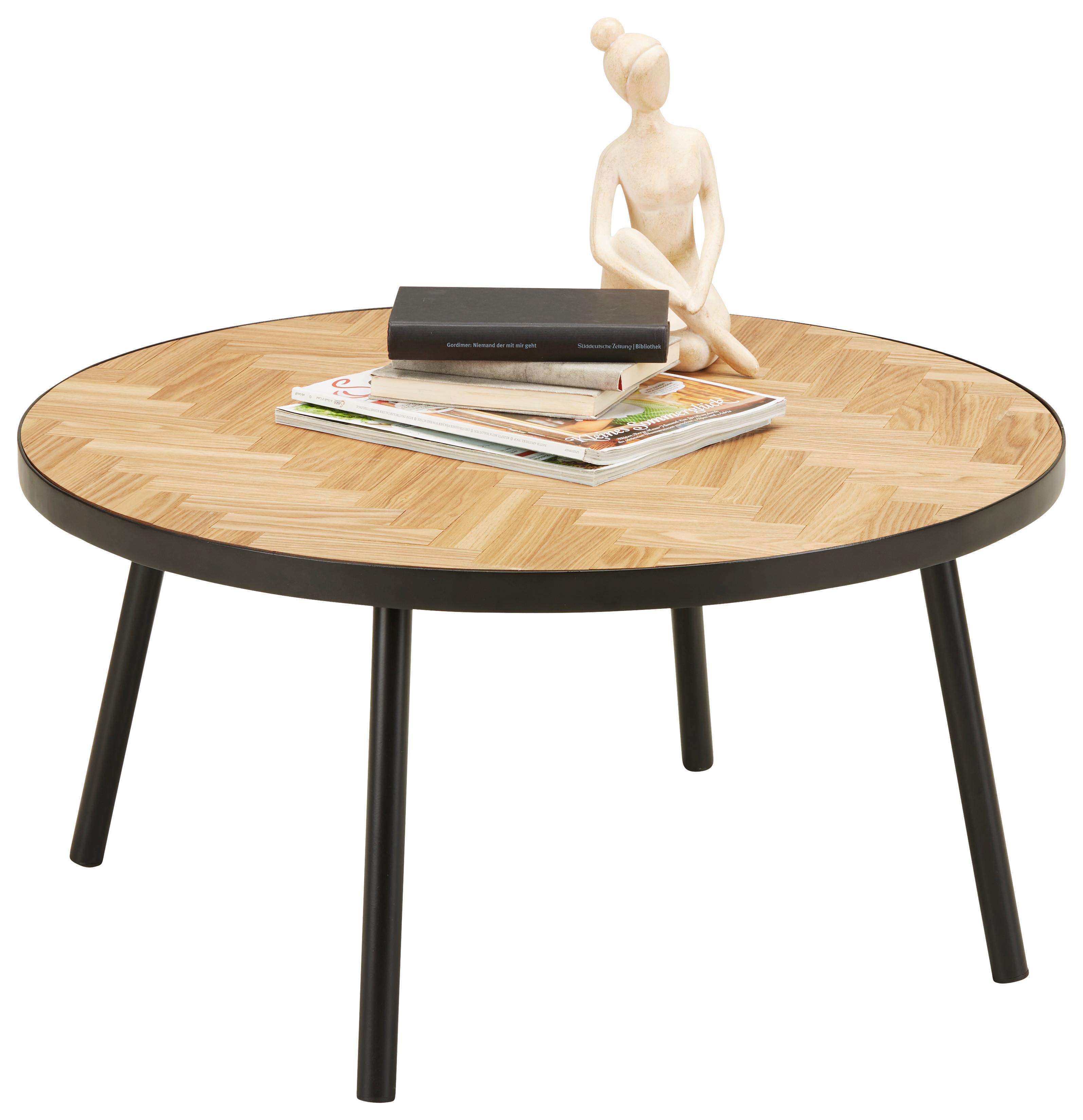 Konferenční stolek P: 80cm - černá/přírodní barvy, Lifestyle, kov/kompozitní dřevo (80/45cm) - Premium Living