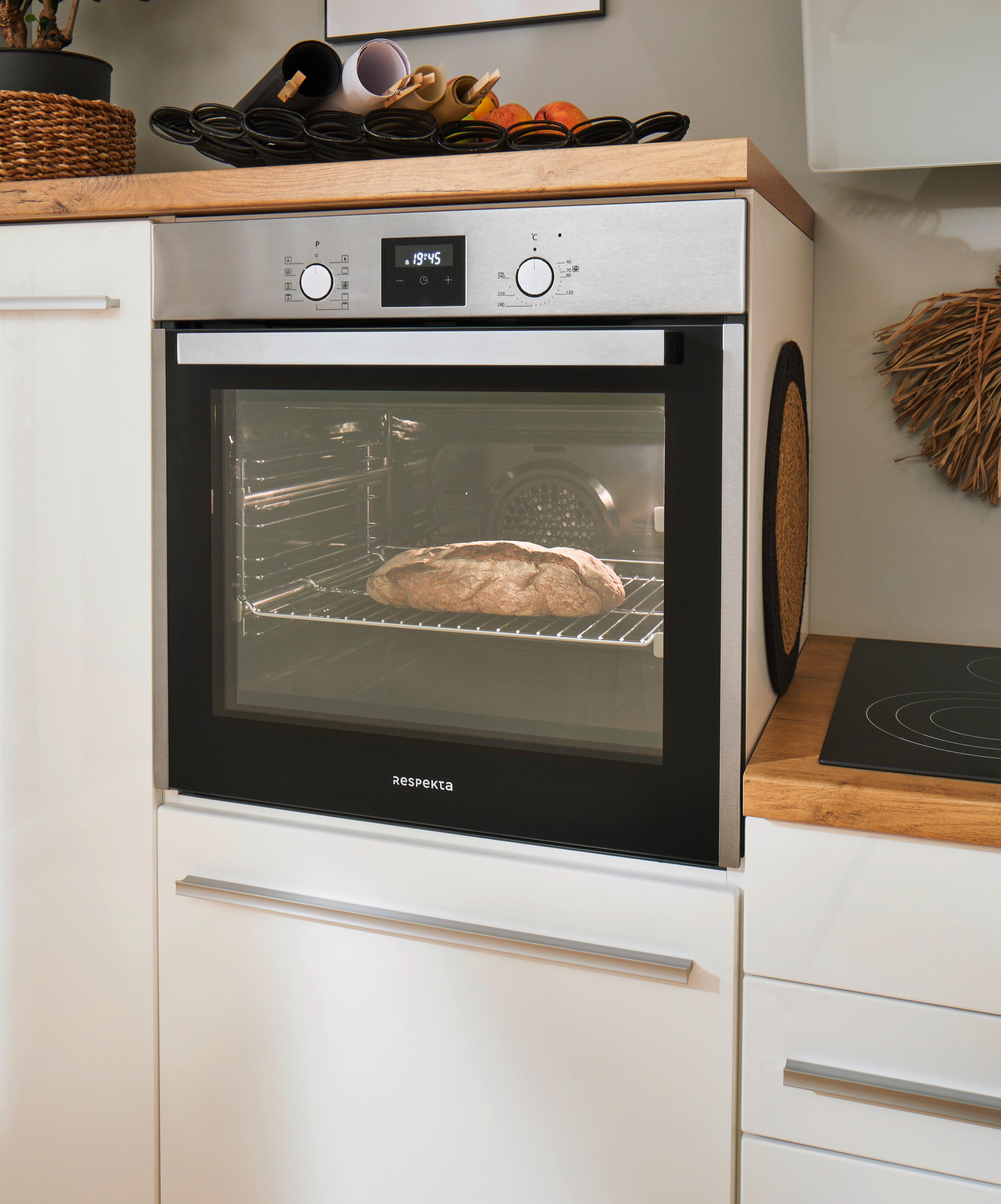 Einbaubackofen Respekta Diman - Edelstahlfarben/Schwarz, Trend, Glas/Metall (59,5/59,5/56,5cm) - Respekta
