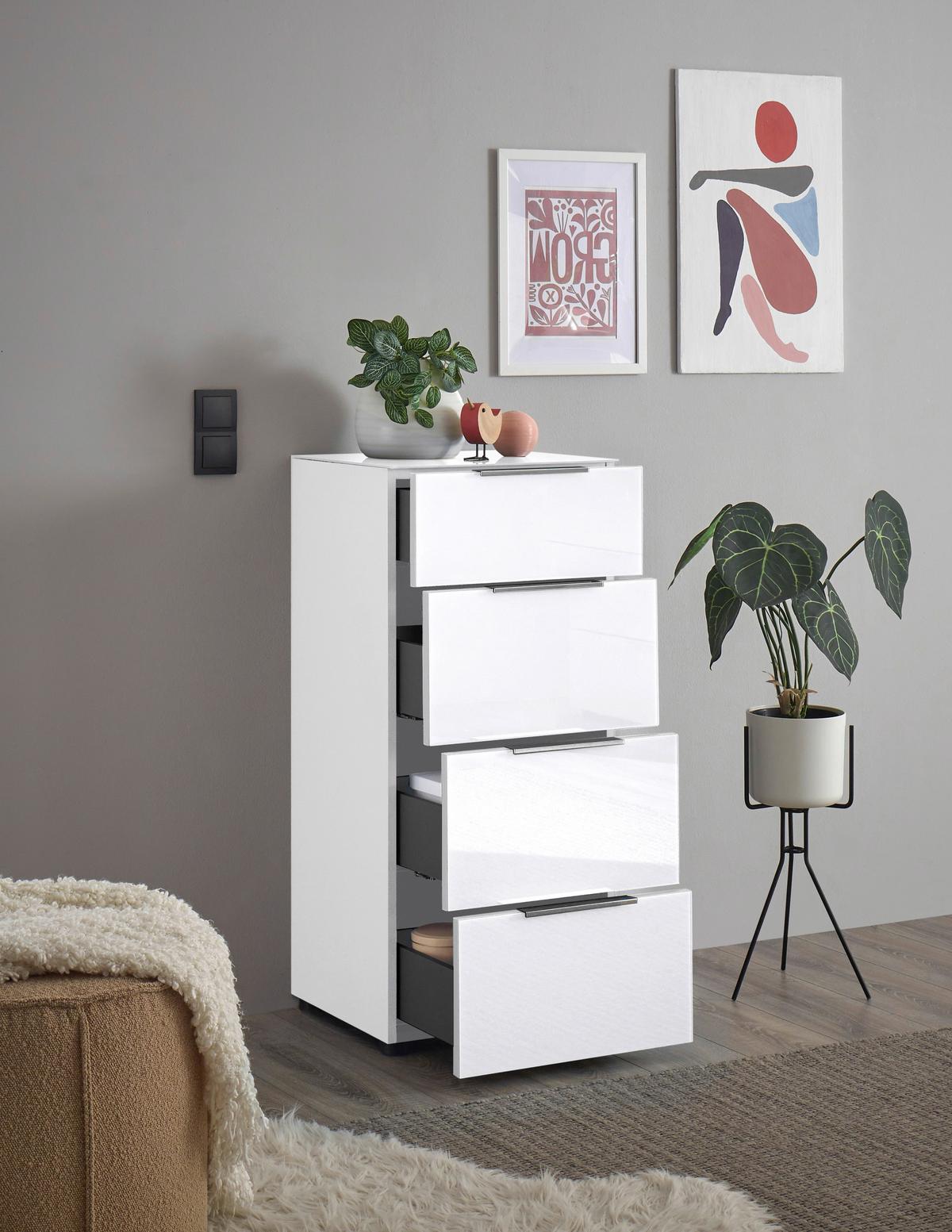KOMODA SIENA -EXKLUSIV- - čierna/biela, Modern, kov/kompozitné drevo (45/99/40cm) - Mömax