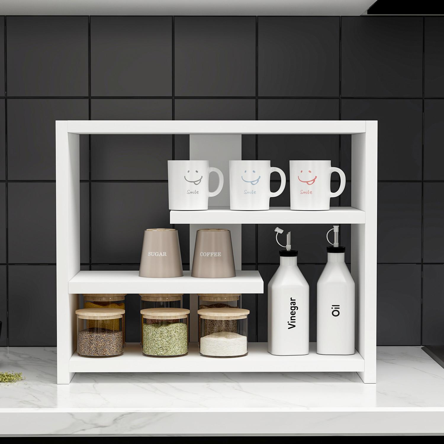 Wandregal Gupse Weiß B: 49 Cm - Weiß, Design, Holzwerkstoff (49/40/21cm) - Livetastic