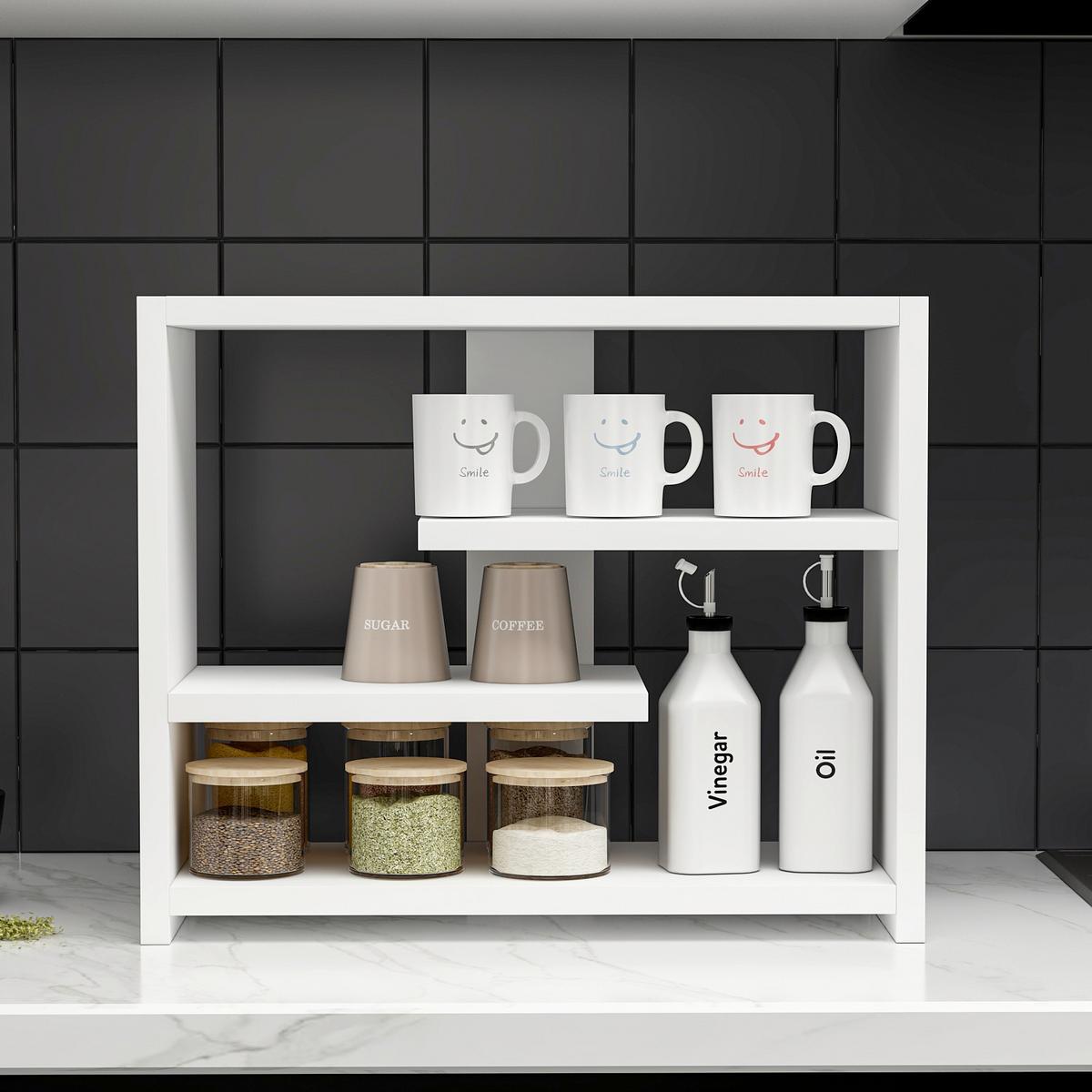 Wandregal Gupse Weiß B: 49 Cm - Weiß, Design, Holzwerkstoff (49/40/21cm) - Livetastic