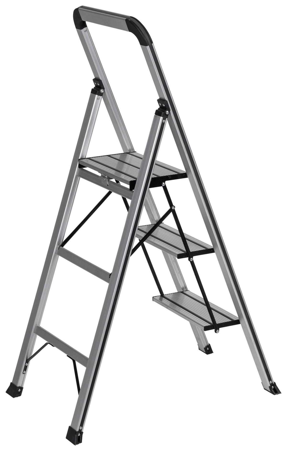 Klapptrittleiter Solid V - Alufarben, Basics, Metall (42/128/5cm) - MID.YOU