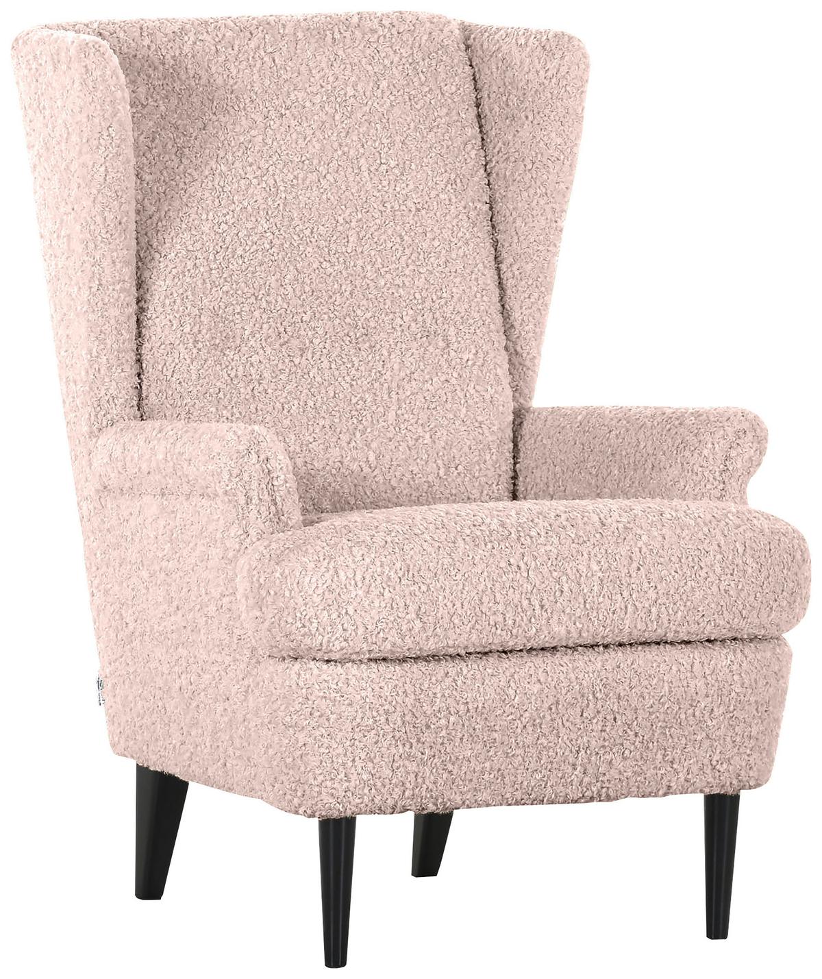 Ohrensessel Versailles, Rosa B: 72 cm - Dunkelbraun/Rosa, Design, Textil (72/104/85cm) - MID.YOU