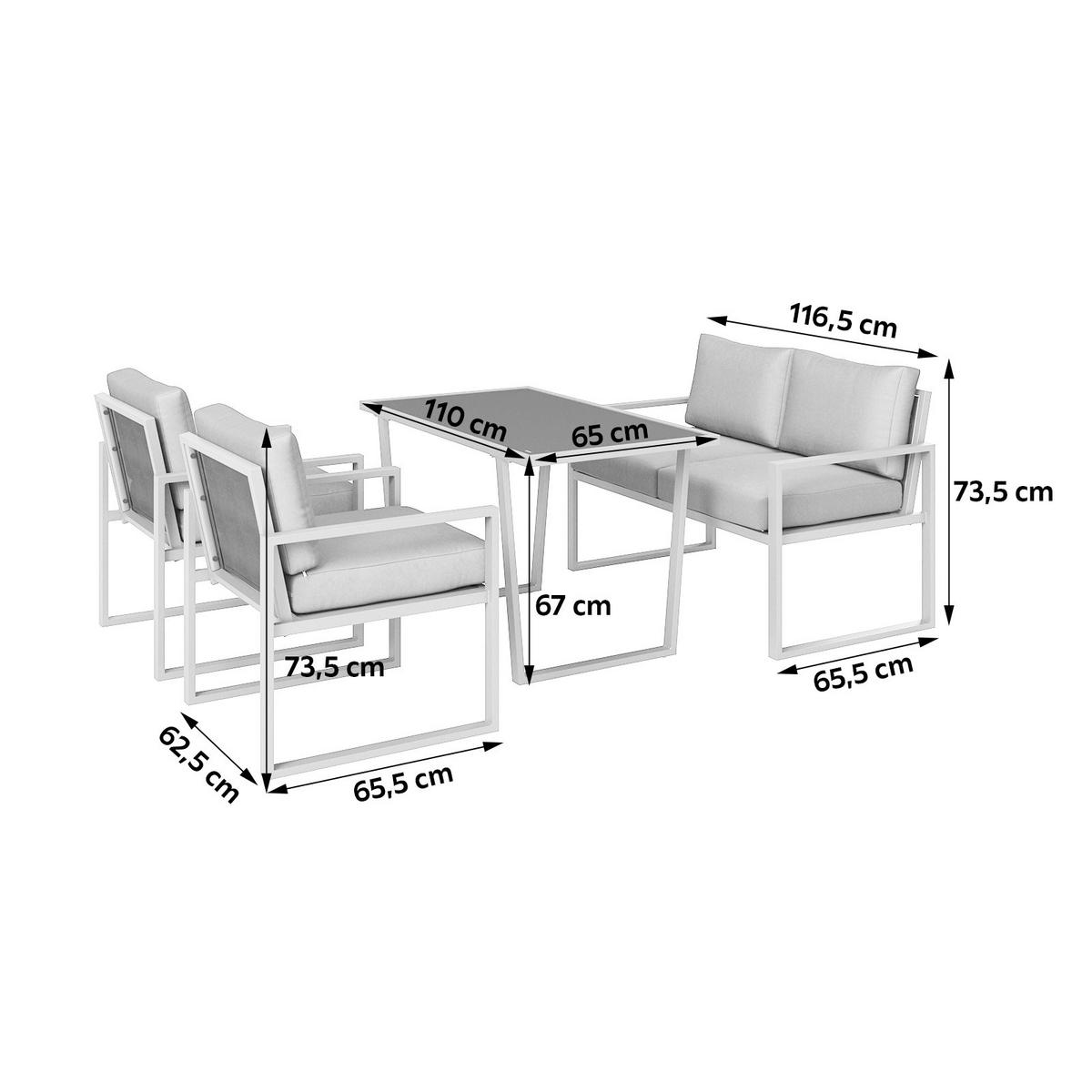 Loungegarnitur Prag - Dunkelgrau/Schwarz, MODERN, Glas/Textil - Beldano